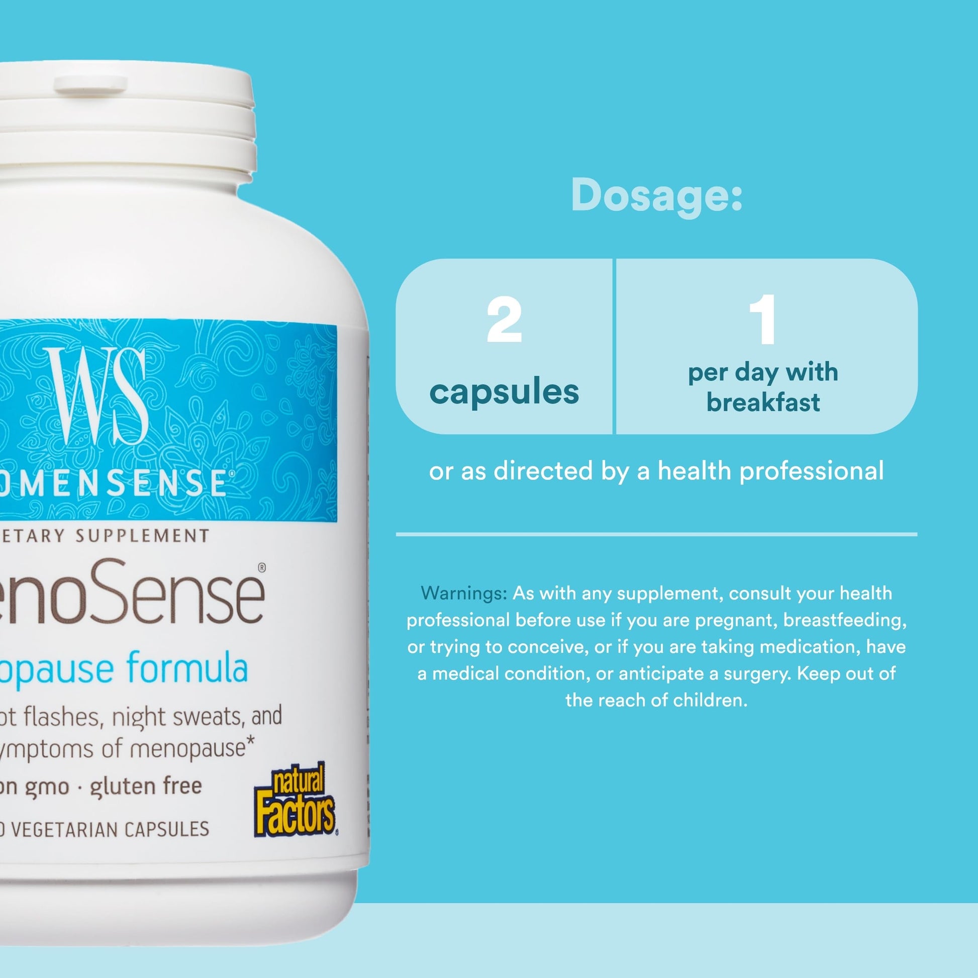 Natural Factors WomenSense MenoSense - Dietary Supplement with Black Cohosh, Chasteberry & Dong Quai - Menopause & Perimenopause Support Supplement - 180 Vegetarian Capsules (90 Servings) Natural Factors uk supplements