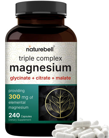 Triple Complex Magnesium Supplement, 240 Capsules | Magnesium Glycinate 500mg NatureBell uk supplements