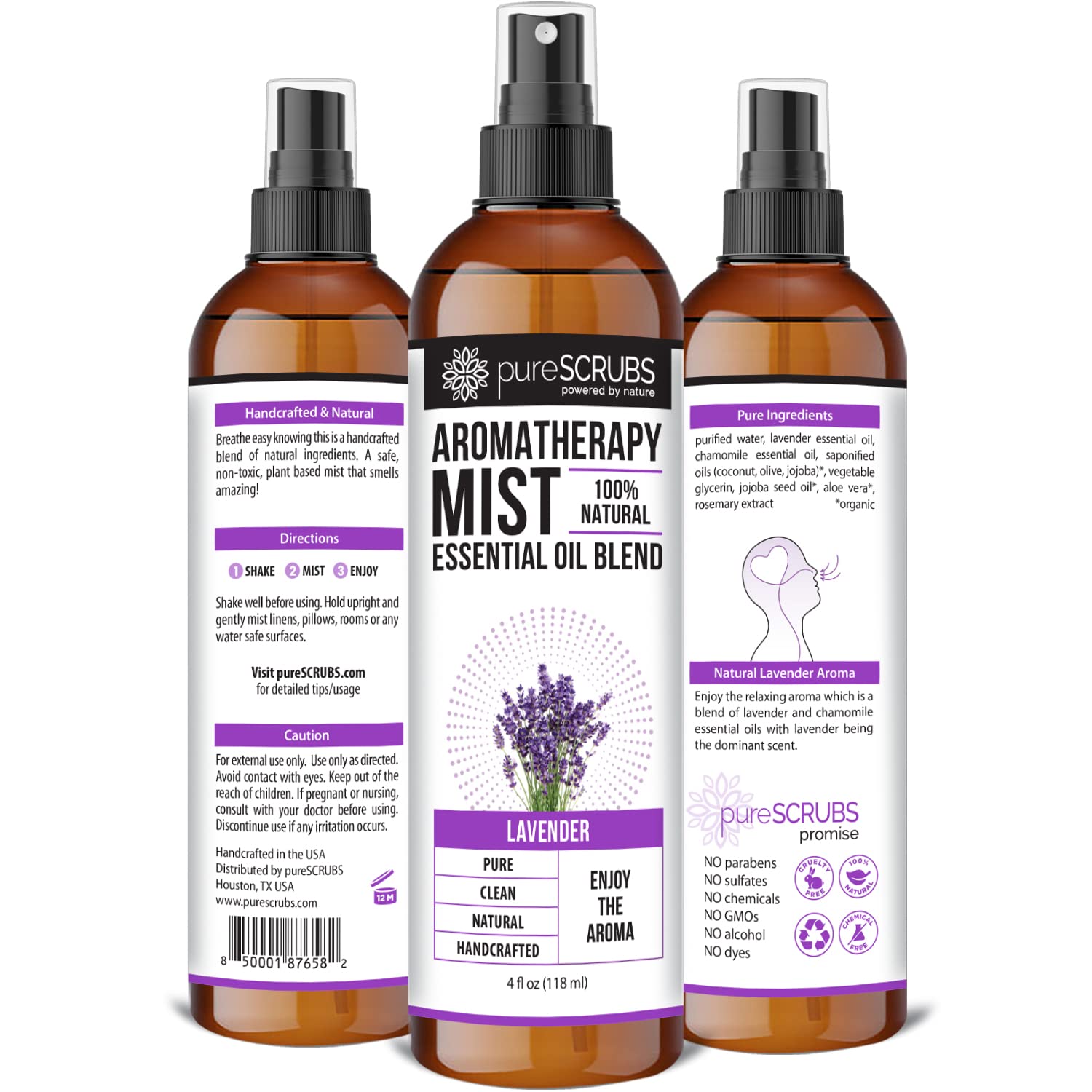 Shake, Mist & Enjoy - pureSCRUBS Premium Lavender Aromatherapy Spray Mist for Room, Body, Linens pureSCRUBS uk supplements