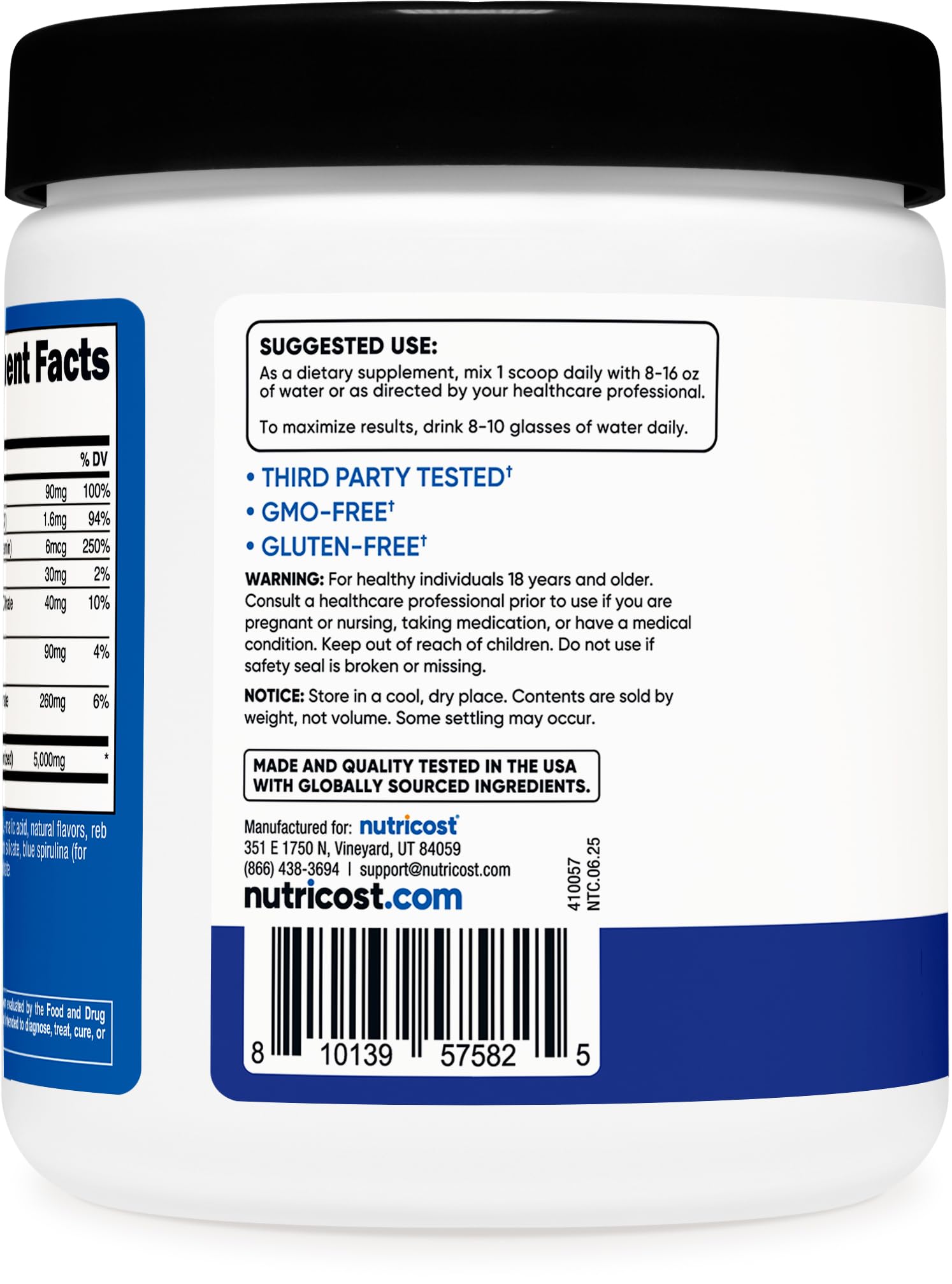 Nutricost Creatine Monohydrate + Hydration Blue Raspberry Flavored (30 Servings) - 7 Vitamins & Minerals, 5000mg of Creatine Per Serving Nutricost uk supplements
