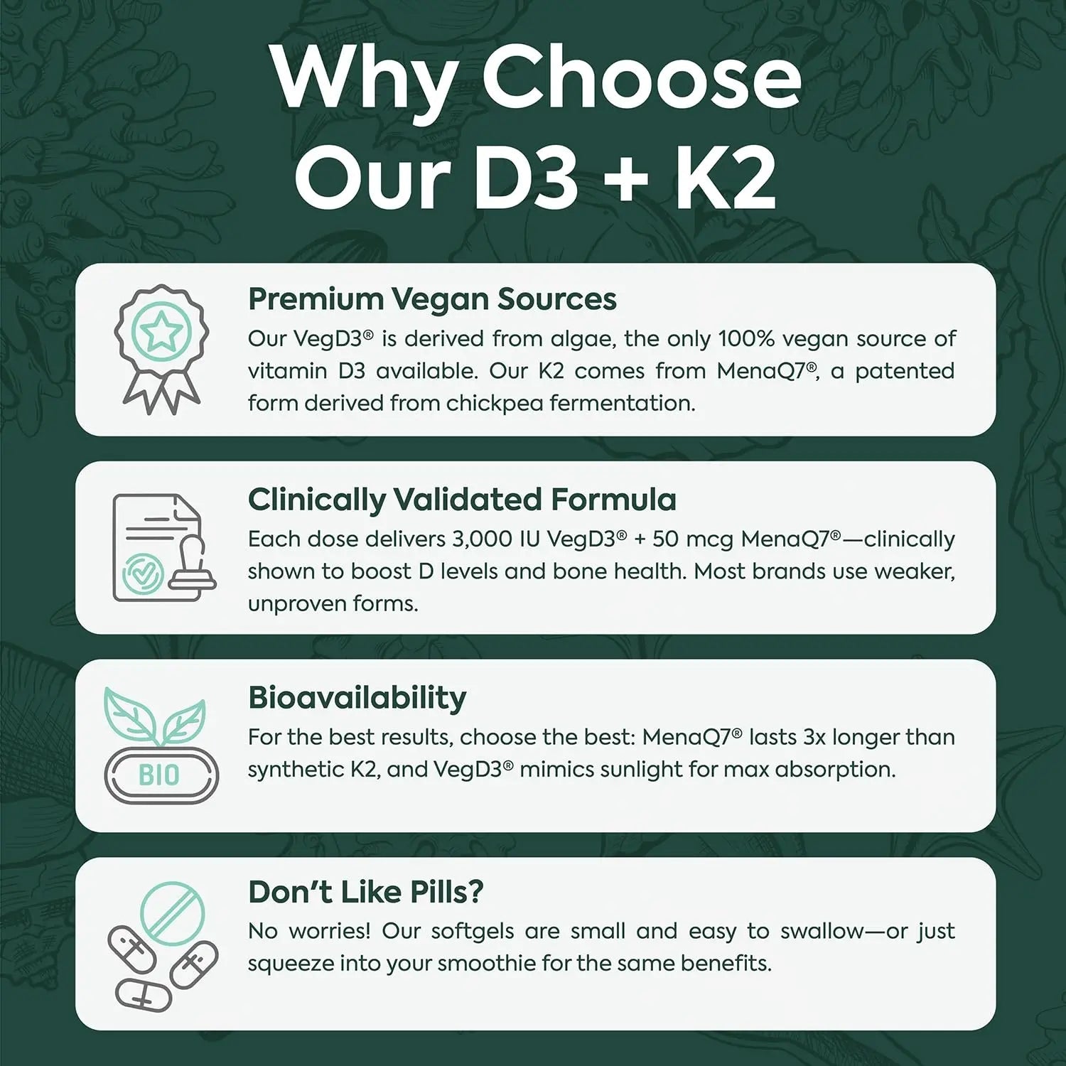 Organics Ocean Better D3 + K2-100% Organic VIT D3 and K2 Supplements with Maximum Bioavailability - Supports Bone Density, Calcium Balance Organics Ocean uk supplements