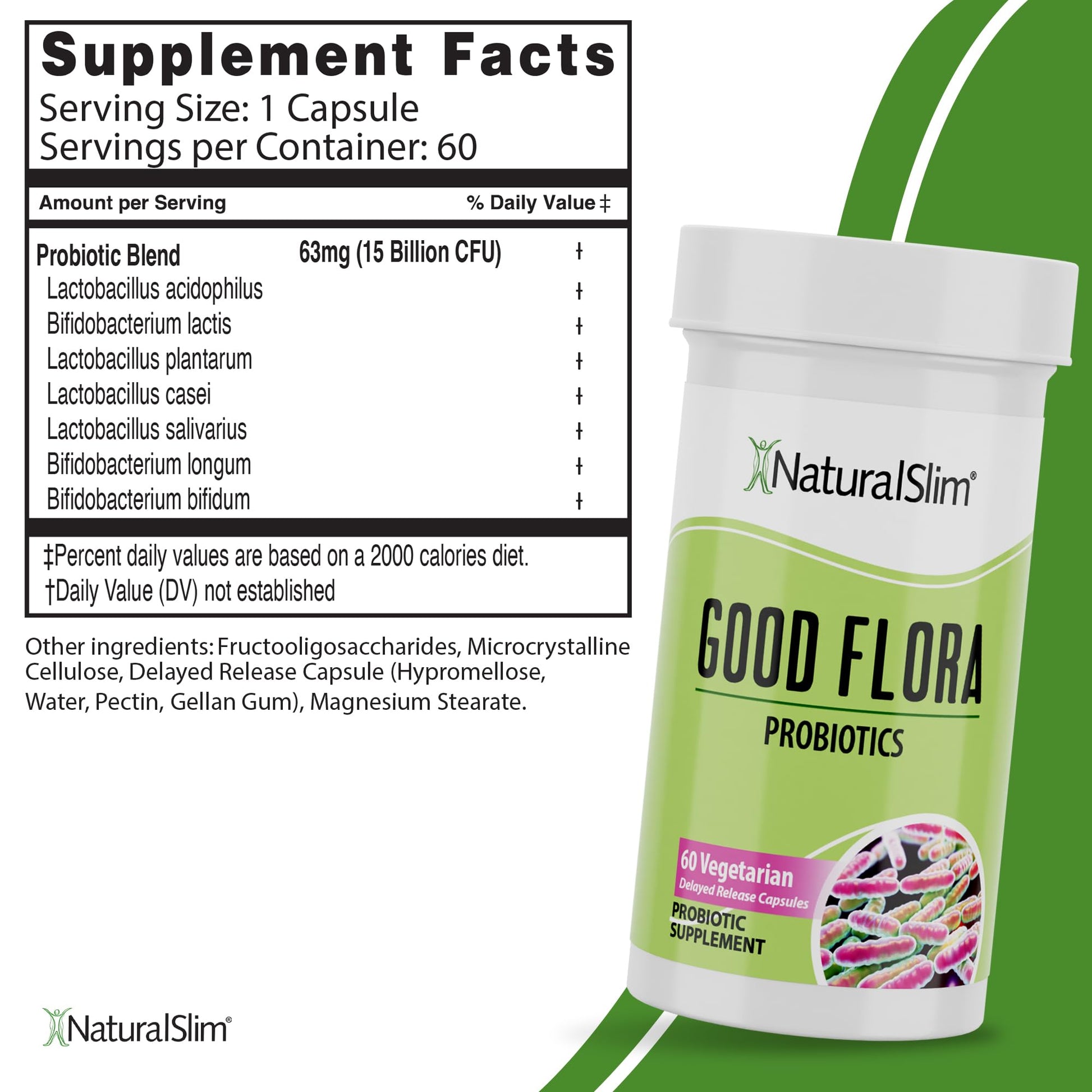 Probiotic Nutritional Supplements Gentle Formula Pro Biotics for Gut Health, Digestive Health, Immune Support, & De-Bloating for Women & Men, 7 Powerful Probiotic Strains, 60 Vegetarian Capsules 3 Pk NaturalSlim uk supplements