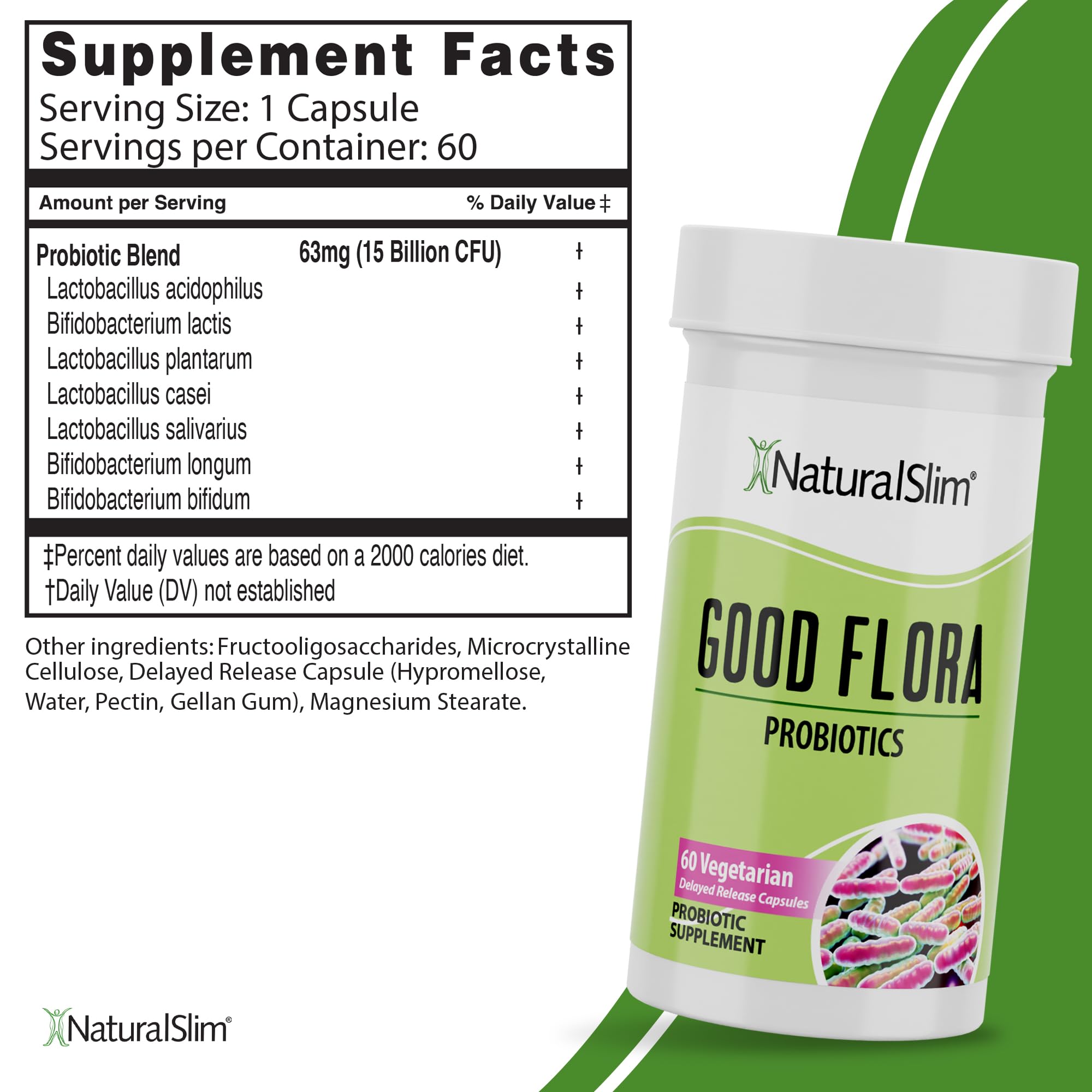 Probiotic Nutritional Supplements Gentle Formula Pro Biotics for Gut Health, Digestive Health, Immune Support, & De-Bloating for Women & Men, 7 Powerful Probiotic Strains, 60 Vegetarian Capsules 3 Pk NaturalSlim uk supplements