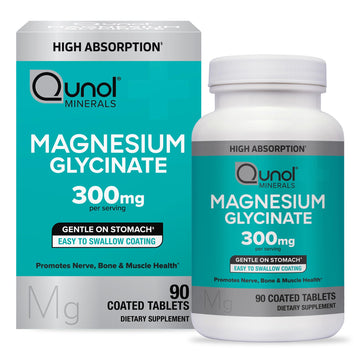 Qunol Magnesium Glycinate 300mg, 100% Glycinate Chelated Magnesium Supplement, 90ct Tablets Qunol uk supplements