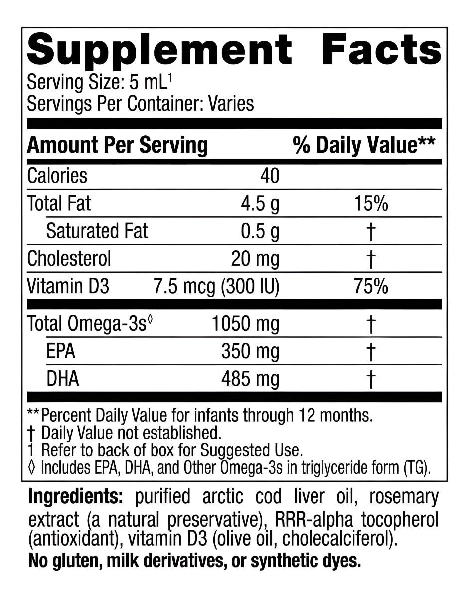 Nordic Naturals Baby’s DHA, Unflavored - 2 oz - 1050 mg Omega-3 + 300 IU Vitamin D3 - Supports Brain, Vision & Nervous System Development in Babies - Non-GMO - Servings May Vary Nordic Naturals uk supplements