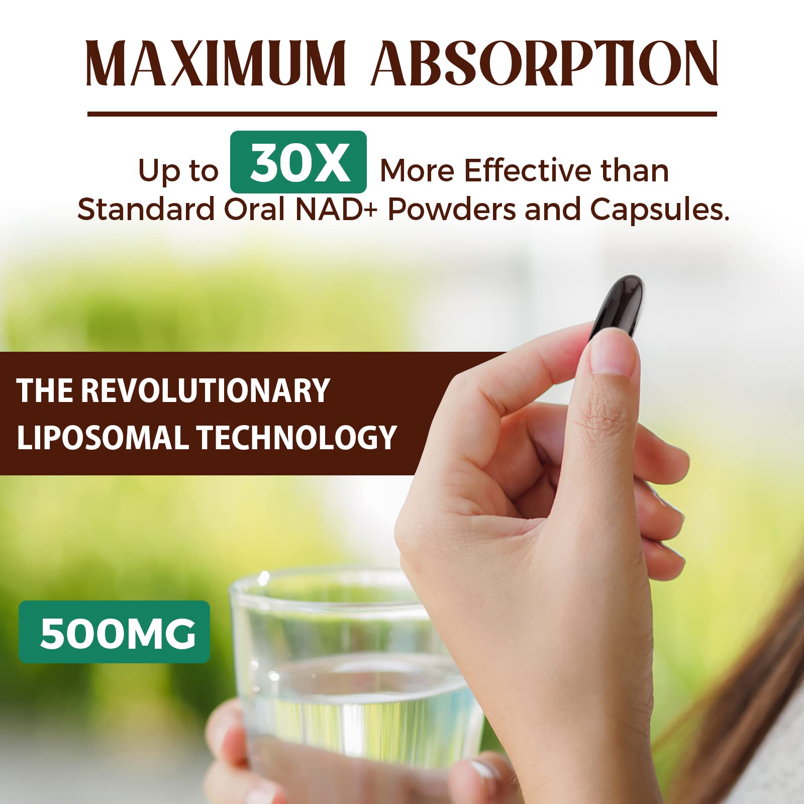 Liposomal NAD+ 500 MG Supplement, True NAD Plus Supplement, Superior Absorption, Boost NAD+ More Efficient Than Nicotinamide Riboside for Cellular Energy, Healthy Aging, 120 Serving Caenciennes uk supplements