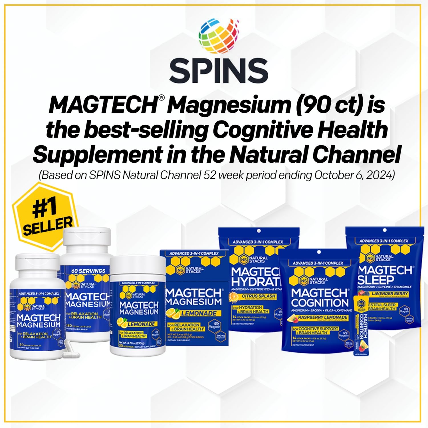 Magtech Magnesium Capsules + Hydration Creatine Powder Lemon Lime Bundle - 3 Forms of Magnesium - Featuring Magtein L-Threonate - Brain Health & Hydration Support* - 44 Total Servings NATURAL STACKS uk supplements