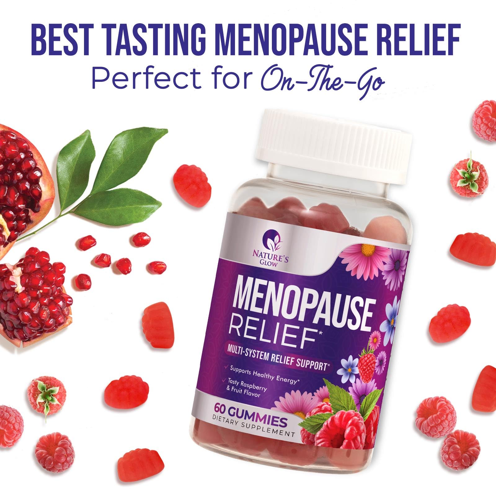 Menopause Supplement for Women - Complete Multi-Benefit Menopause Relief Gummy for Mild Hot Flashes & Night Sweats, Natural Balance & Energy Support, Menopausal Vitamins, Gluten Free - 60 Gummies Nature's Glow uk supplements