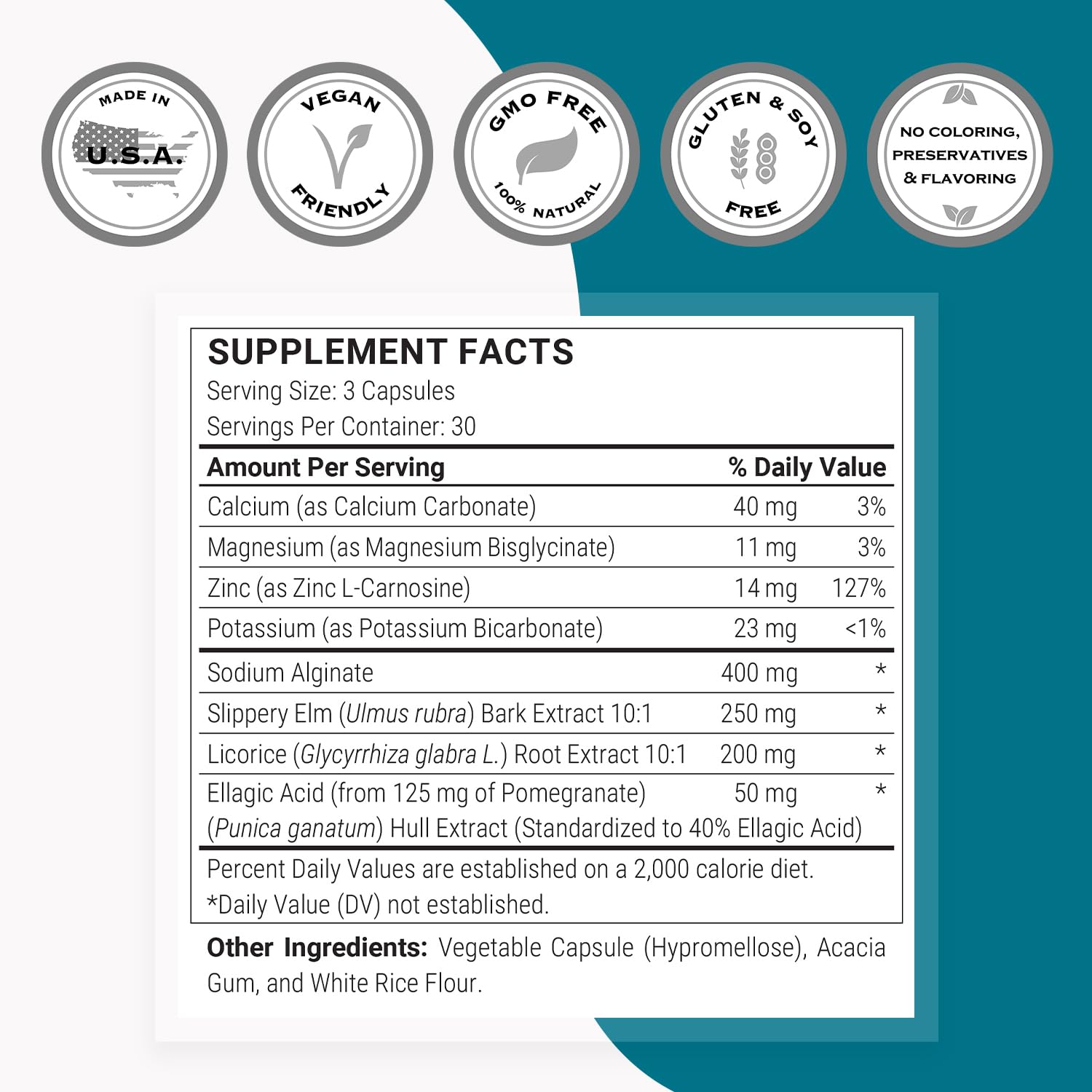 Supersmart Acid Balance Formula (Advanced Complex) - with Zinc L-Carnosine, Slippery Elm Extract, Licorice Root | Non-GMO & Gluten Free - 90 Vegetarian Capsules Supersmart uk supplements