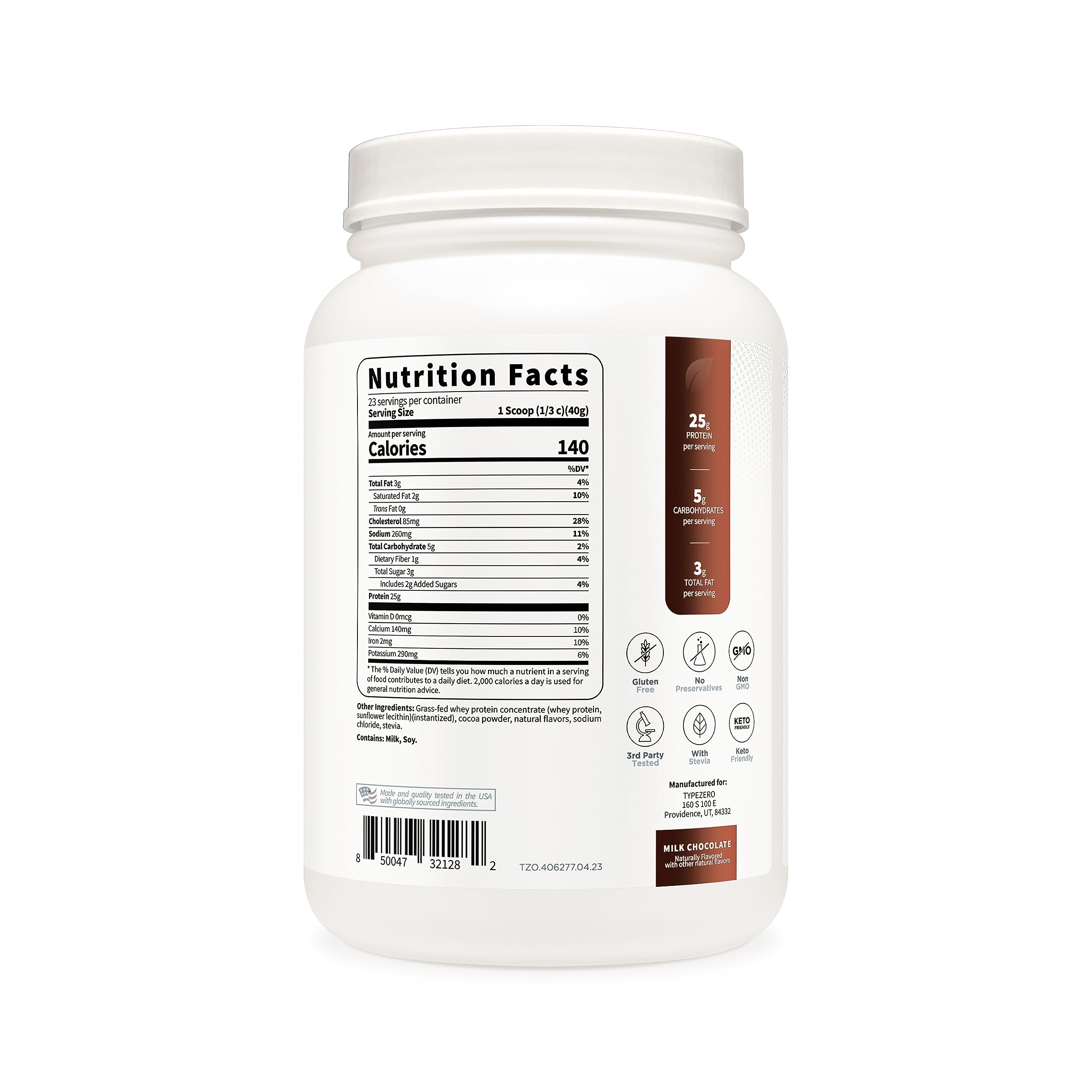 Type Zero Grass Fed Whey Protein Concentrate Powder (Chocolate, 2LBS) - Gluten Free Type Zero uk supplements