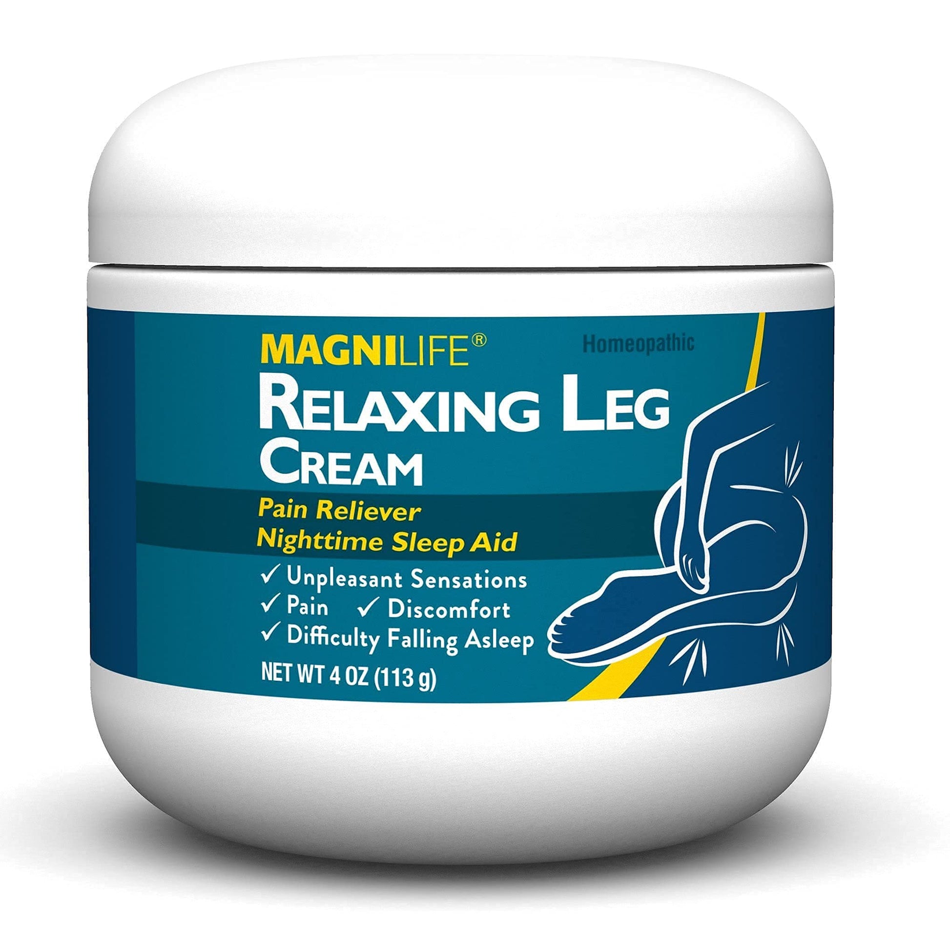 MagniLife Relaxing Leg Cream, Restless Legs, Deep Penetrating Topical for Pain, Naturally Soothe Cramping, Discomfort, and Tossing with Lavender and Magnesium - 4oz MagniLife uk supplements