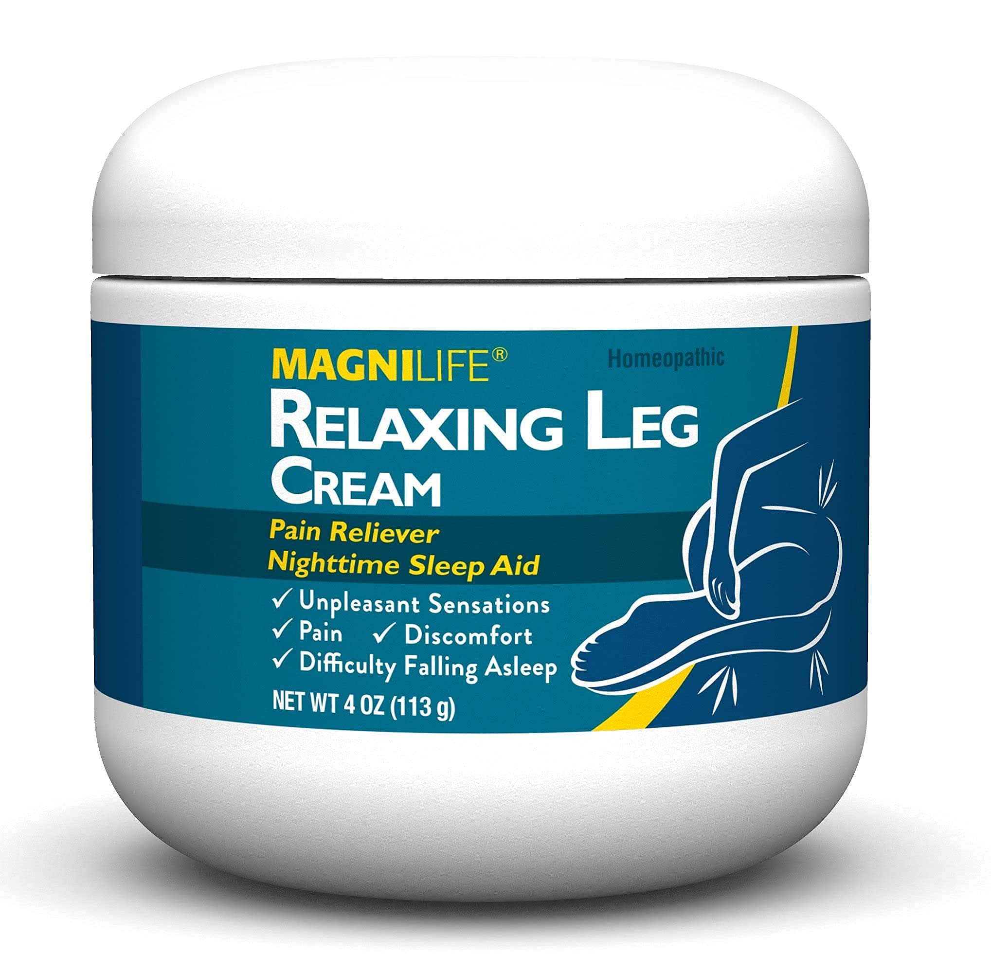 MagniLife Relaxing Leg Cream, Restless Legs, Deep Penetrating Topical for Pain, Naturally Soothe Cramping, Discomfort, and Tossing with Lavender and Magnesium - 4oz MagniLife uk supplements
