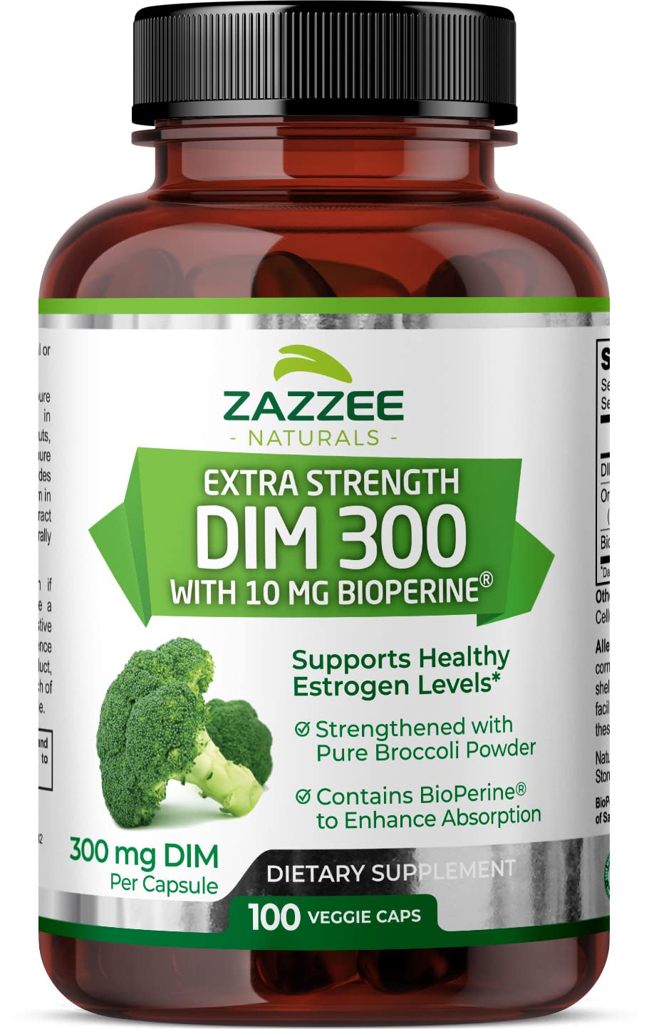 Zazzee Extra Strength DIM 300, 10 mg BioPerine and 300 mg DIM per Capsule, 100 Vegan Zazzee uk supplements