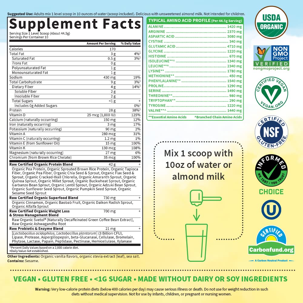 Garden of Life Raw Organic Fit Powder, Original - High Protein for Weight Loss (28g) Plus Garden of Life uk supplements