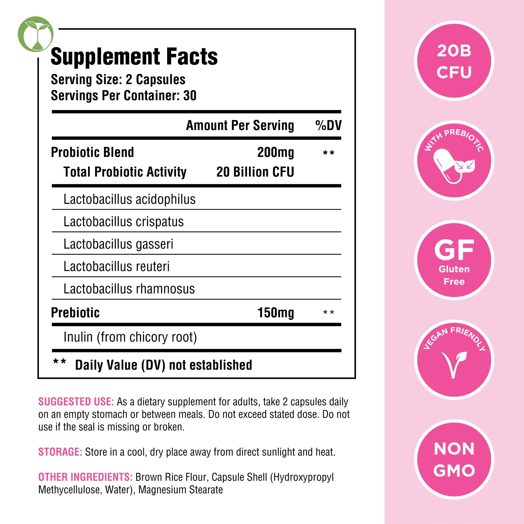 Vaginal Probiotics for Womens Health 20 Billion CFU | PH Balance & Vaginigal Odor Support 60 Capsules Natural Foundation Supplements uk supplements