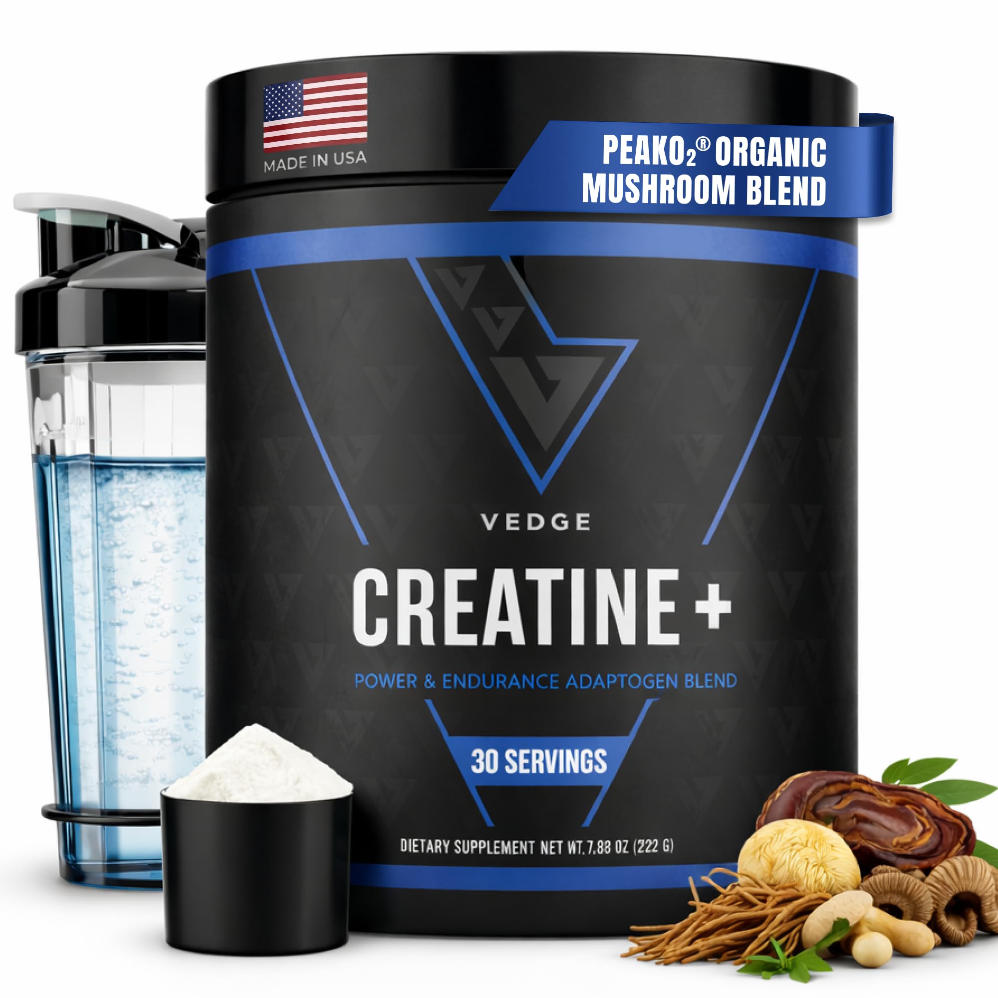 VEDGE Nutrition Creatine + | Vegan Plant-Based Creatine Monohydrate Powder | Energy, Performance & Function | Ergogenic Aids for Athletes | Unflavored, 30 Servings VEDGE uk supplements