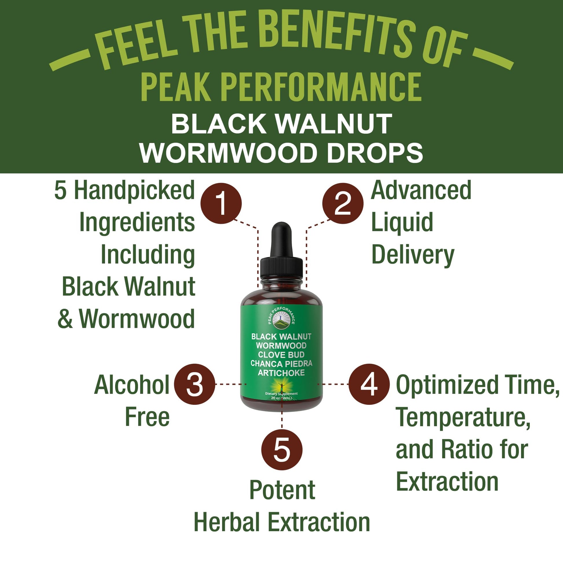 Wormwood Black Walnut Clove Cleanse for Humans. Elimination Detox + Intestinal Support Liquid Tincture Supplement for Adults and Kids. with Artichoke and Chanca Piedra for Additional Benefits Peak Performance uk supplements