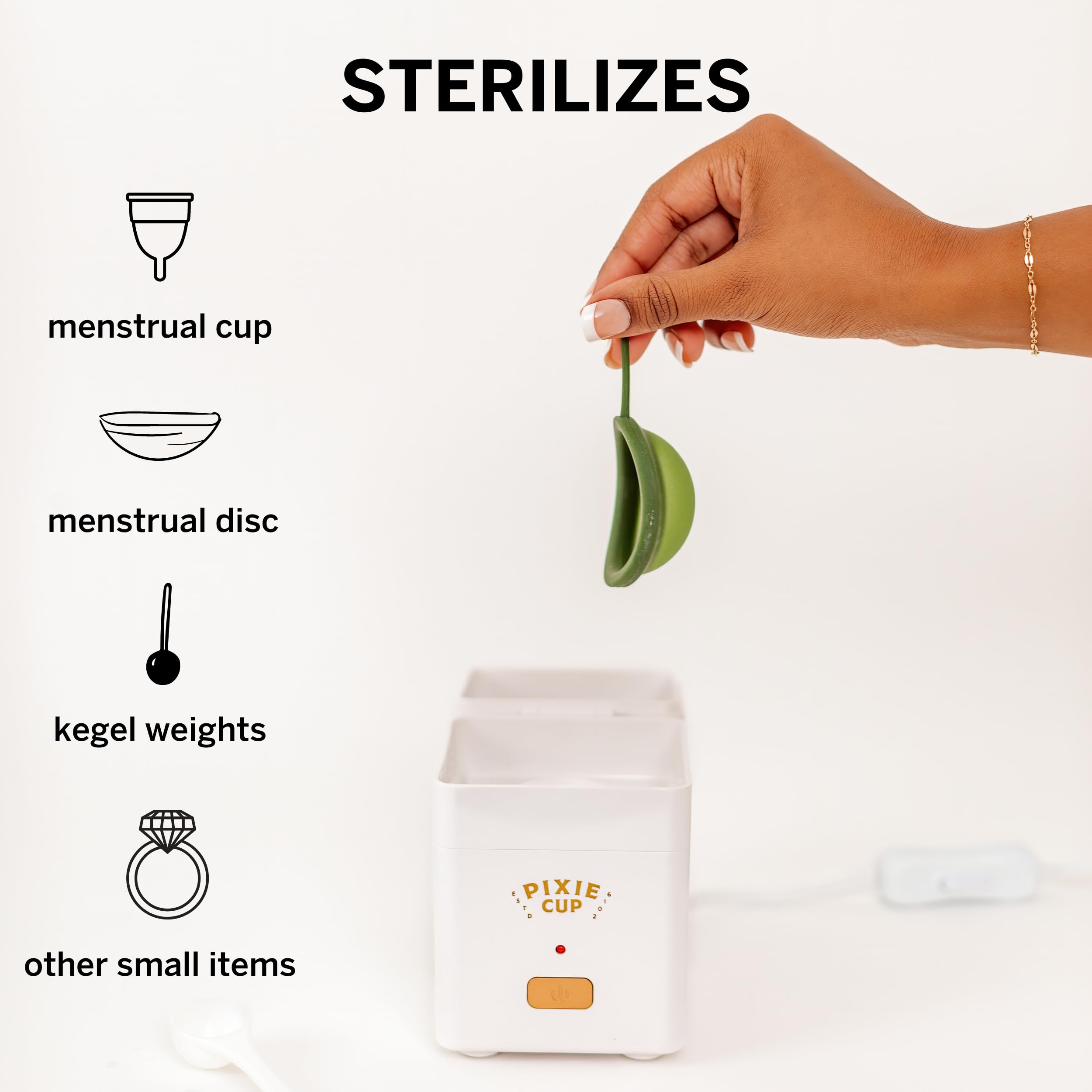 Pixie Menstrual Cup Sterilizer Cleaner Machine - The Only Hinged Lid Steamer & Drying Stand Pixie Cup uk supplements