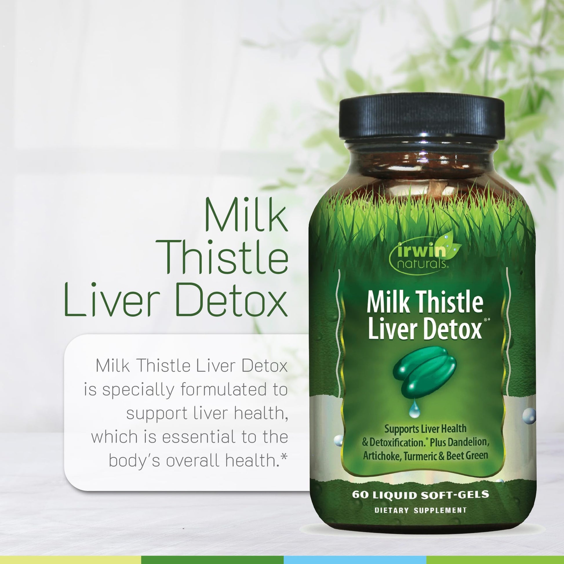 Irwin Naturals Milk Thistle Liver Detox - 60 Liquid Soft-Gels, Pack of 2 - Supports Liver Health with Dandelion, Artichoke, Turmeric & Green Beet Root - 60 Total Servings Irwin Naturals uk supplements