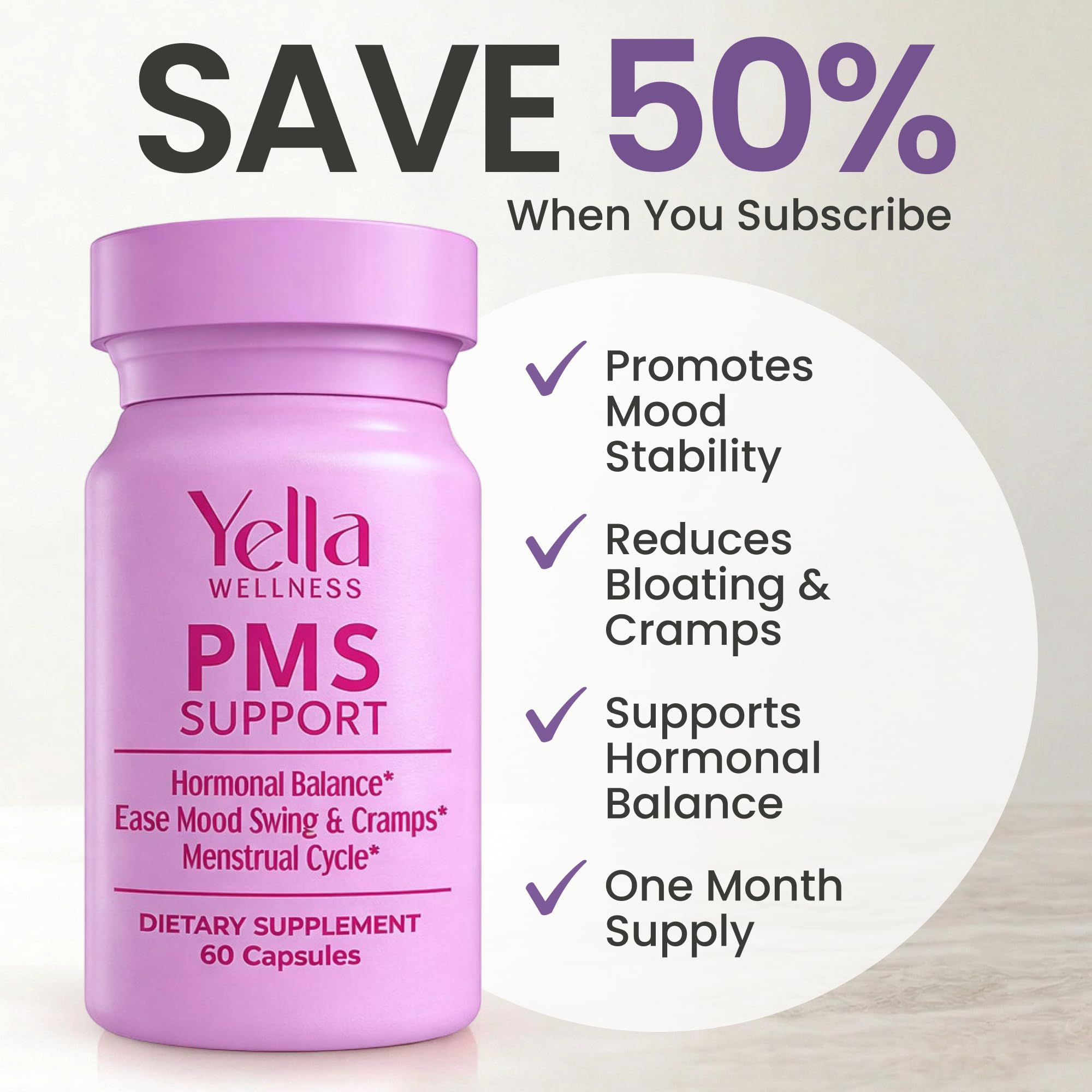 YELLA WELLNESS Hormone Balance for Women - PMS Support Supplement for Women w/Chaste Tree, Dong Quai and Ashwagandha- PMS and Menopause Relief for Bloating, Cramps and Mood Swings- (60ct) YELLA WELLNESS uk supplements