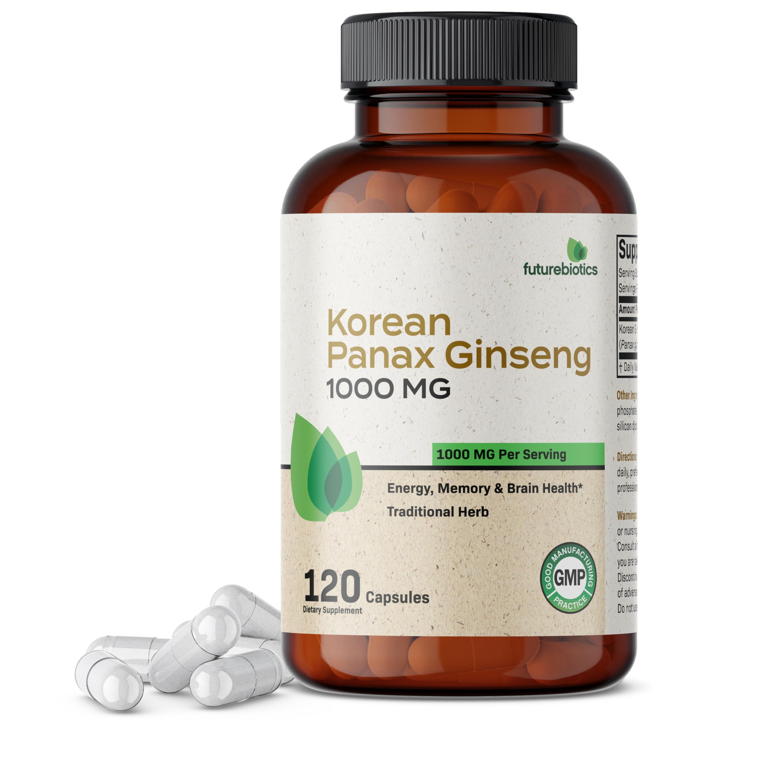 Futurebiotics Korean Panax Ginseng 1000 MG Per Serving Energy, Memory & Brain Health Futurebiotics uk supplements