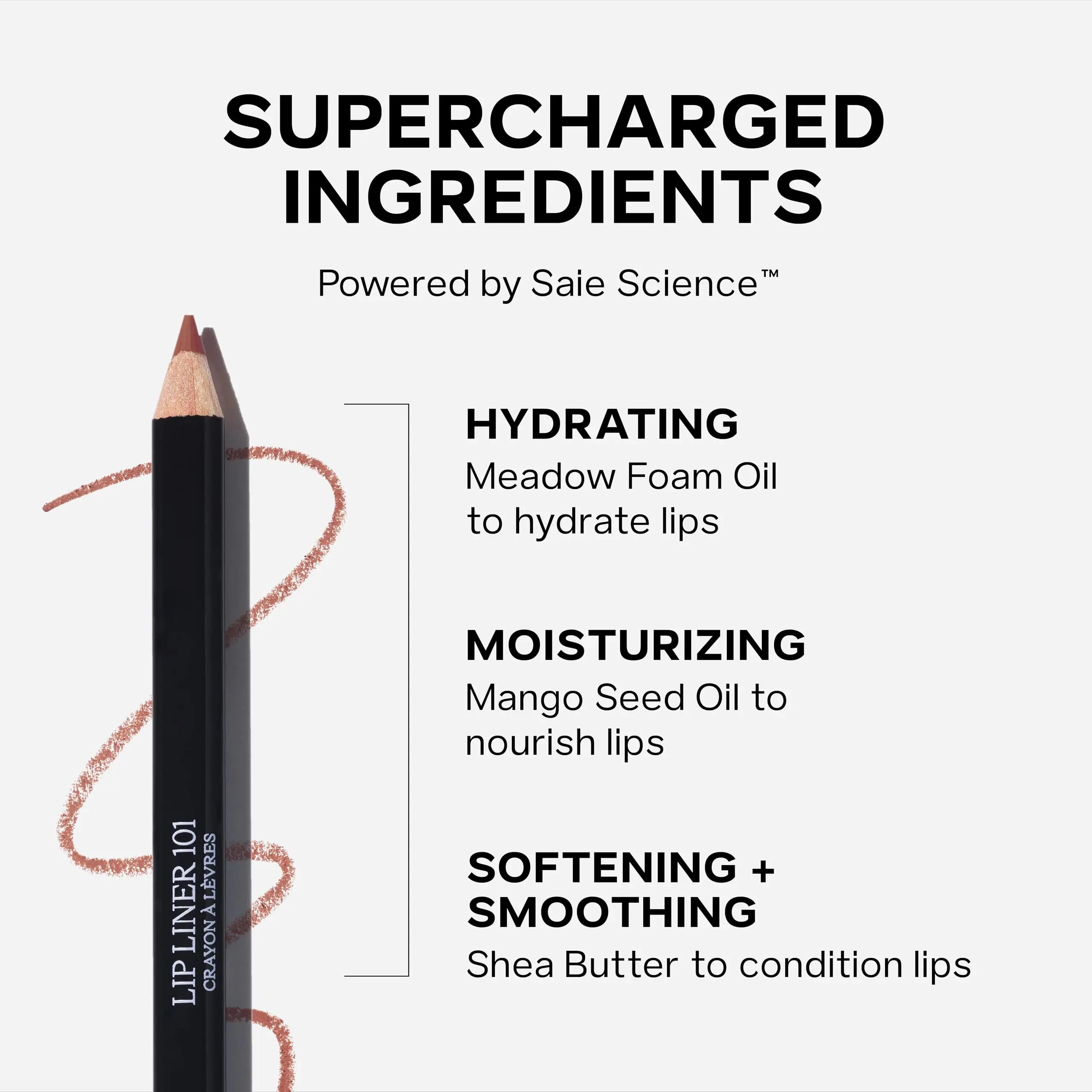 Saie Lip Liner 101 - Lip Pencil Made with a Creamy, Soft Matte Formula for a Naturally Framed or Fully Filled Look - Supercharged with Shea Butter & Jojoba Oil - Tease (.05 oz) Saie uk supplements