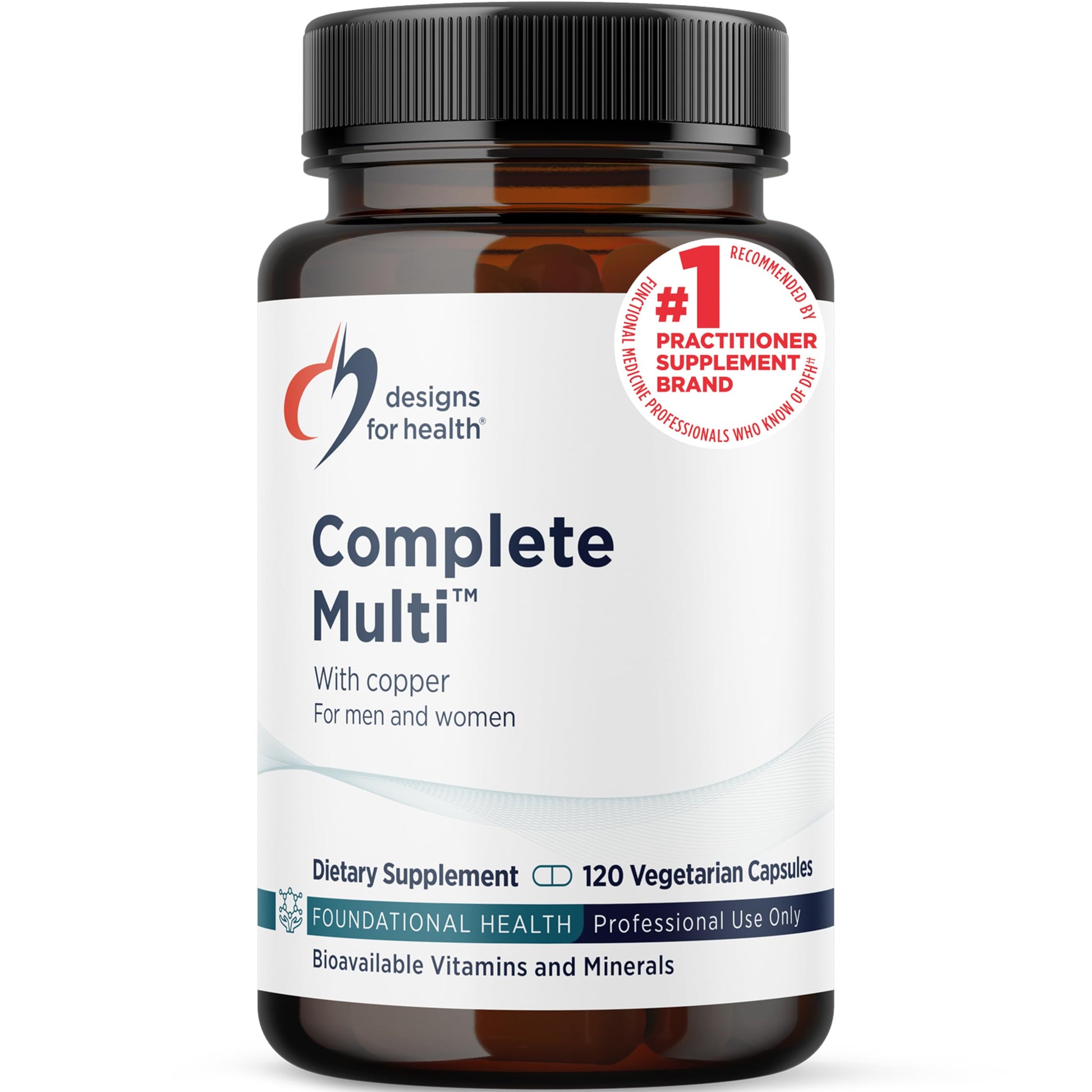 Designs for Health DFH Complete Multi with Copper - Comprehensive Multi Vitamin + Mineral Supplement with Folate, 1000 IU Vitamin D, Immune Support Vitamins - Multivitamin with No Iron (120 Capsules) Designs for Health uk supplements