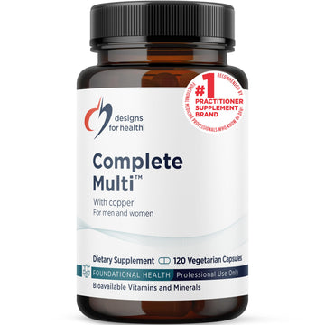 Designs for Health DFH Complete Multi with Copper - Comprehensive Multi Vitamin + Mineral Supplement with Folate, 1000 IU Vitamin D, Immune Support Vitamins - Multivitamin with No Iron (120 Capsules) Designs for Health uk supplements