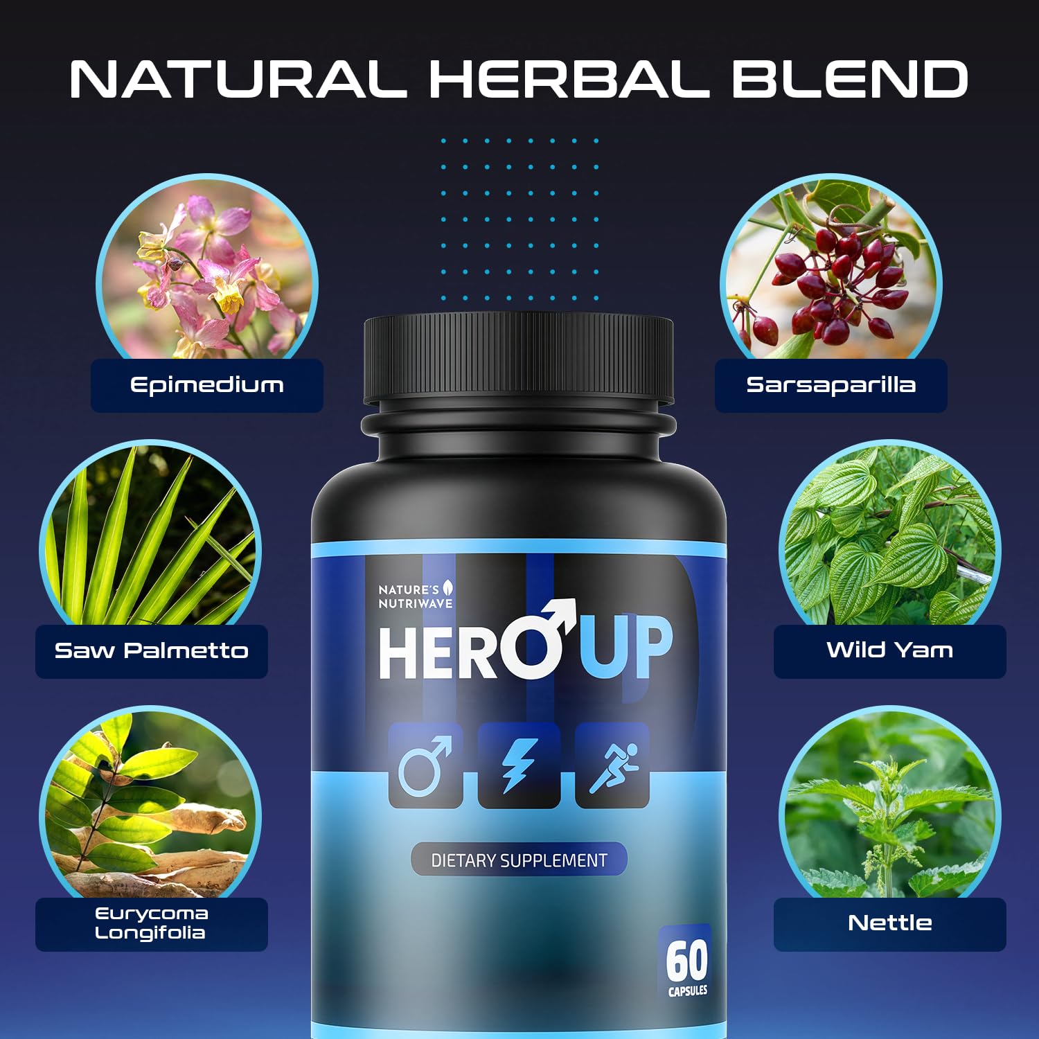 HeroUP - Natural Wellness Supplement with Plant-Based Ingredients – Non-GMO, Stimulant-Free | Made in the USA, GMP-Certified | 60 Capsules, 6 Month Suppy Nature’s NutriWave uk supplements