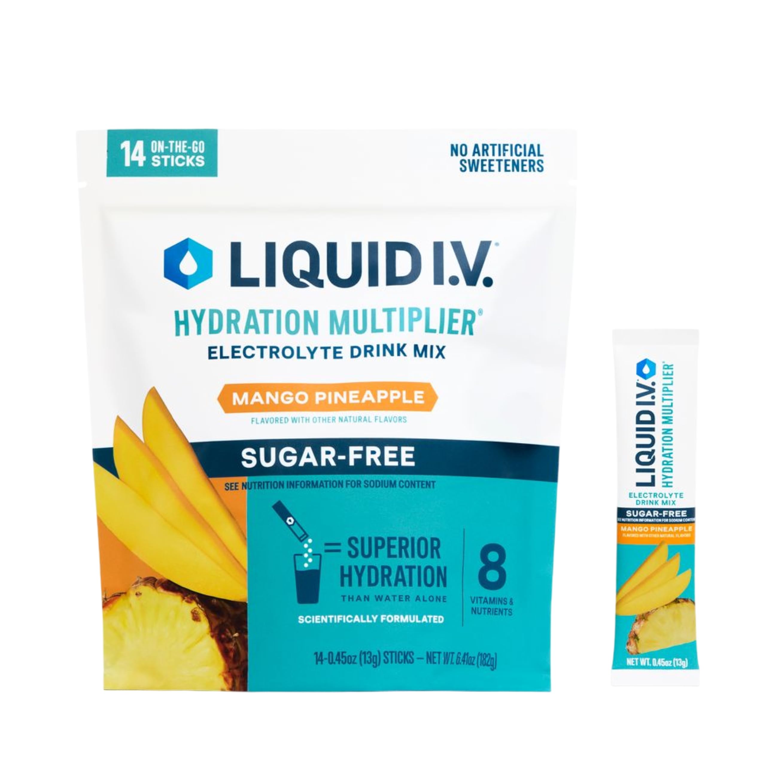 Liquid I.V.® Hydration Multiplier Sugar-Free - Mango Pineapple | Electrolyte Powder Drink Mix | 1 Pack (14 Servings) Liquid I.V. uk supplements