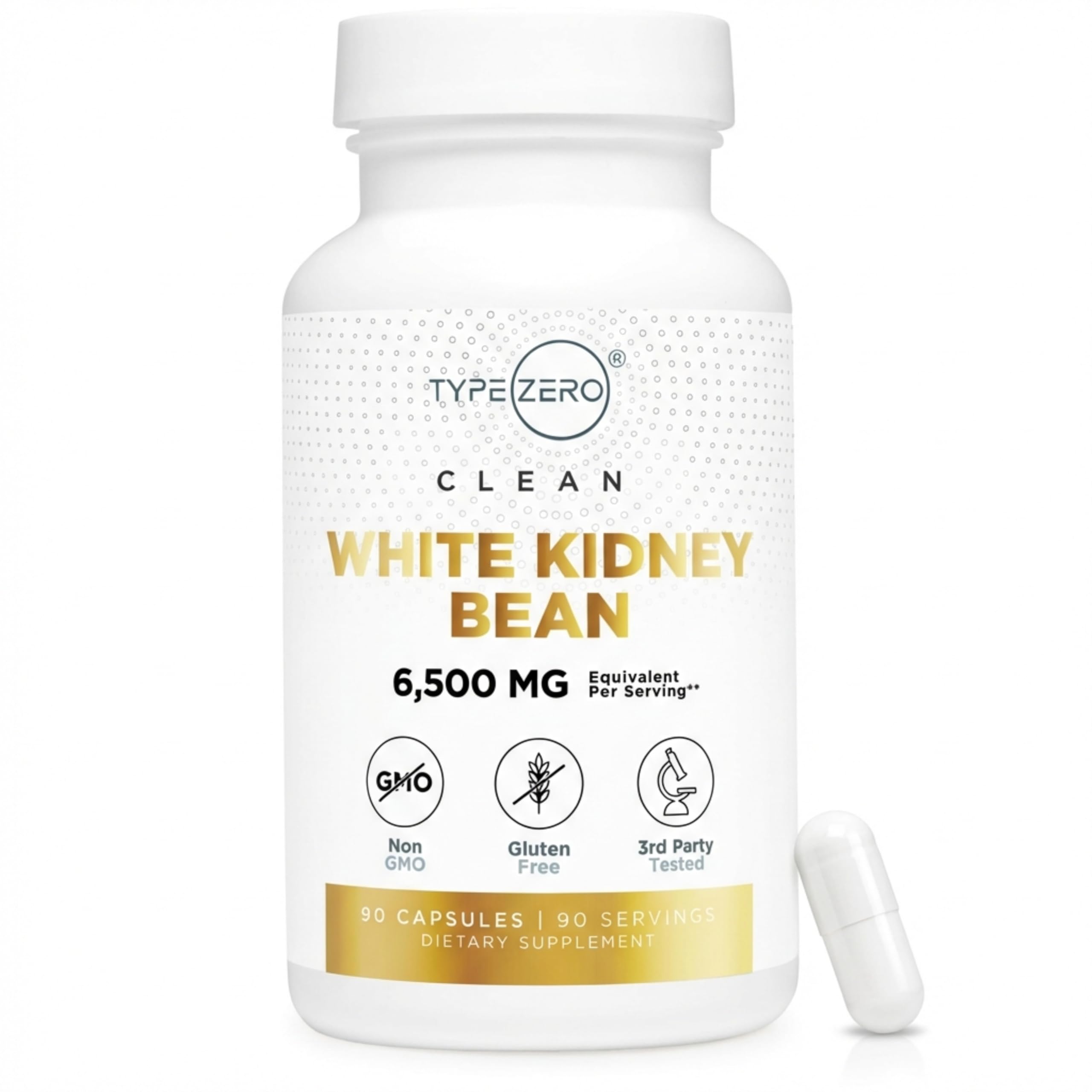 Type Zero Clean White Kidney Bean Capsules (6,500 MG Equivalent Per Serving, 90 Count) - Non-GMO, Gluten Free Type Zero uk supplements