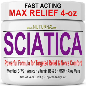 Sciatica Nerve Cream - Maximum Strength Comfort Cream for Feet, Hands, Legs, Toes, Back - Natural Ultra Strength Arnica, MSM, Menthol, Soothing Comfort, Large 4 Oz Nuturna uk supplements