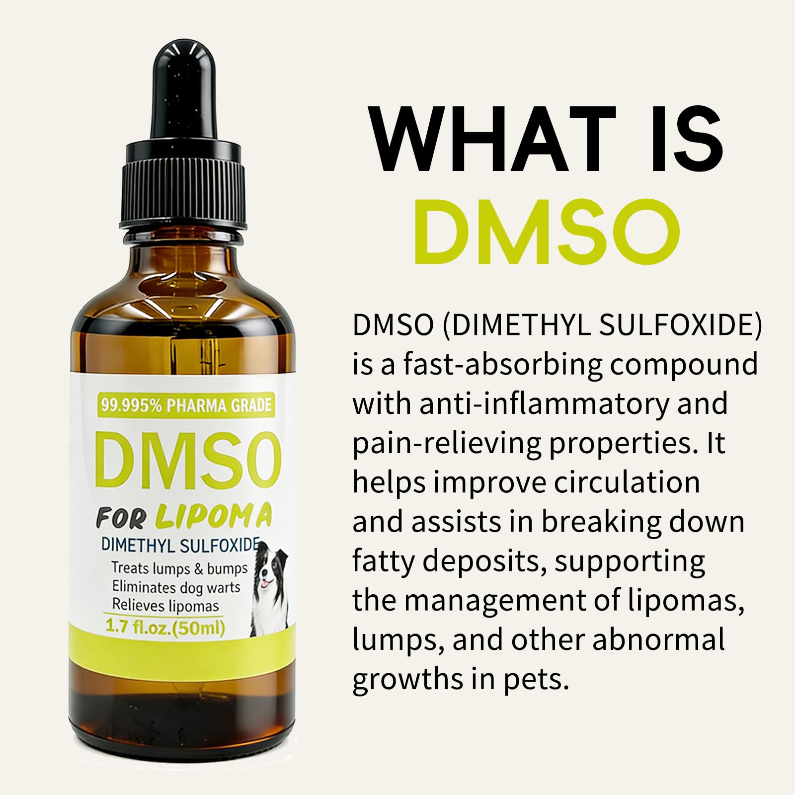 Topical 99.995% DMSO for Dogs Lipoma, Lipoma Treatment for Dogs, Reduce Fatty Lumps and Bumps Inflammation, Swelling, Dog Pain Relief, DMSO in Glass Bottle with Precision Dropper, 1.7 oz Jdicklary uk supplements