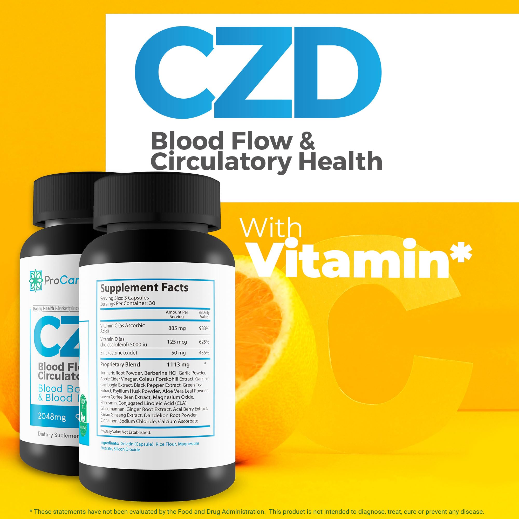 CDZ Supplement Vitamin C D and Zinc Plus Herbs - Our Best Vitamin C D Zinc Blood Booster for Blood Balance & Blood Flow - C Z D Blood Flow & Circulatory Health - Pro Canna Labs Gummies Capsules Happy Health Marketplace uk supplements