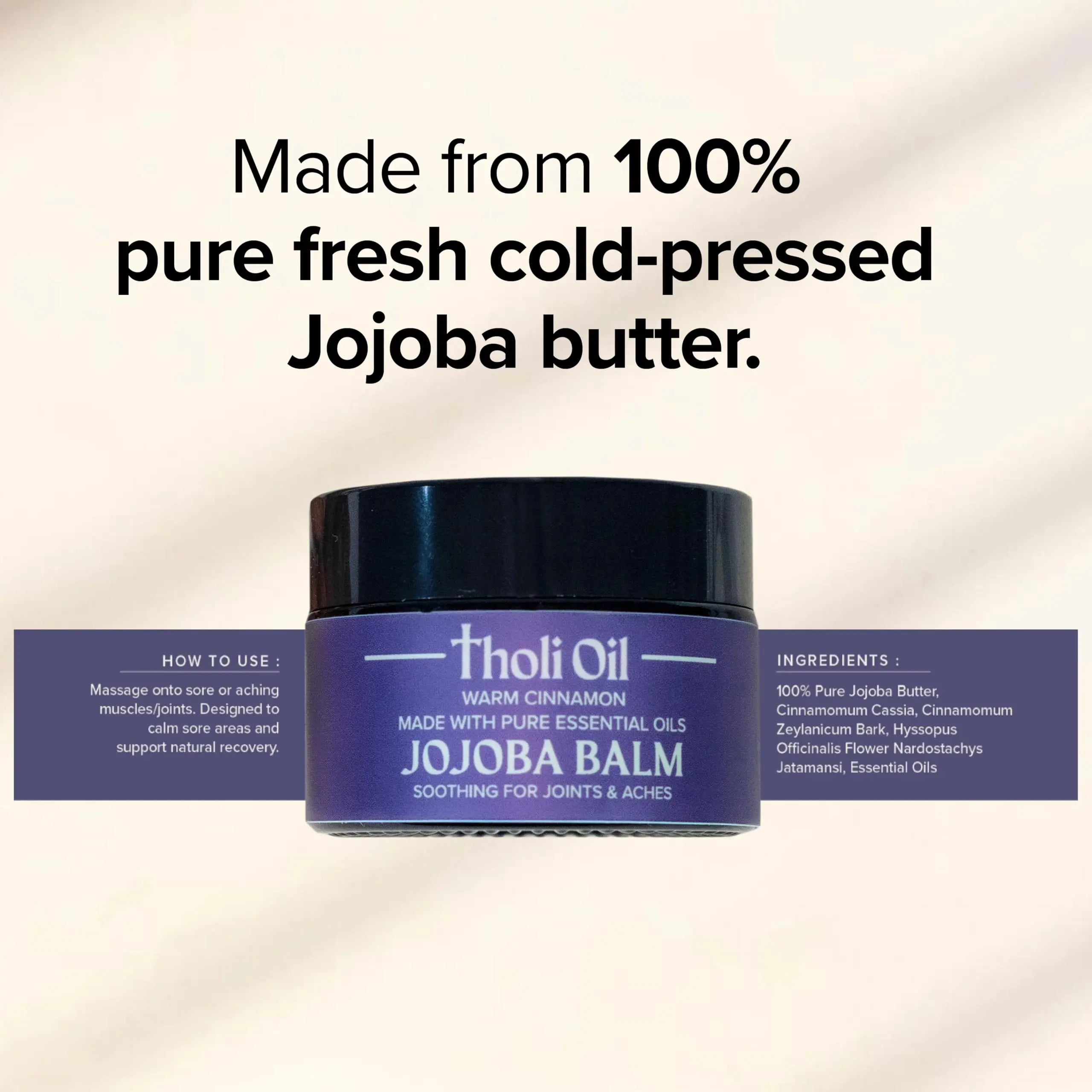 tHOli Plantar Fasciitis Relief Balm – Jojoba Cream with Cinnamon, Cassia, Spikenard & Hyssop – Soothes Heels, Supports Joints & Skin Repair (1oz) Tholi Oil uk supplements