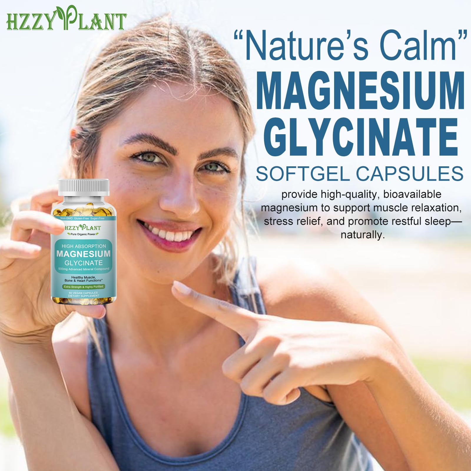 Magnesium Glycinate 500mg Softgels, High Absorption Magnesium Supplement Softgel Capsules for Muscle, Heart, Sleep & Bone Support, Stress Relief, Nerve Health & Metabolism, Non-GMO, 2 Month Supply HZZYPLANT uk supplements