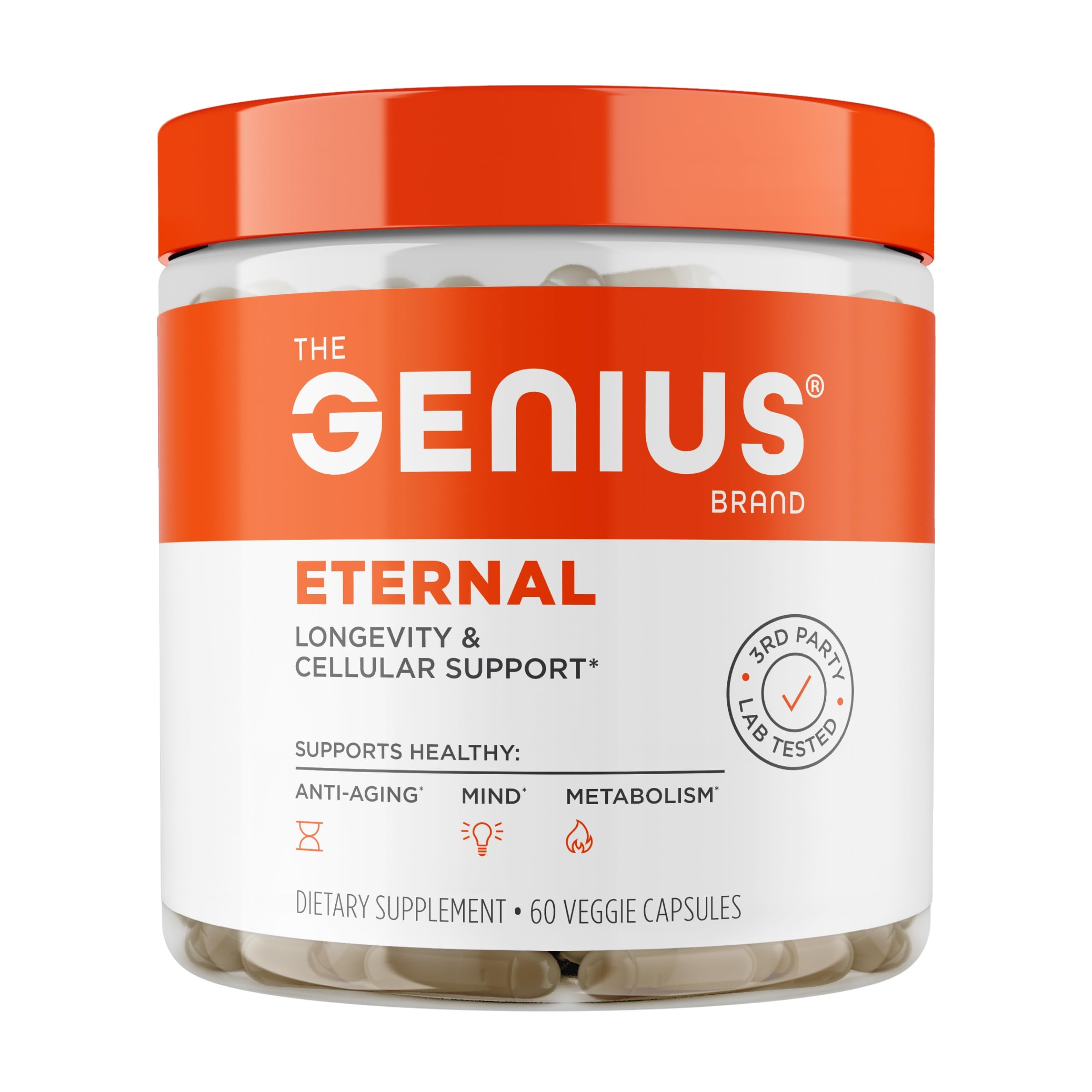 The Genius Brand Genius Eternal - Cellular Repair Supplement for Daily Clarity - Supports Brain Health, Endurance, Energy, Focus, Memory & Vitality - Non-GMO - 60 Veggie Capsules The Genius Brand uk supplements
