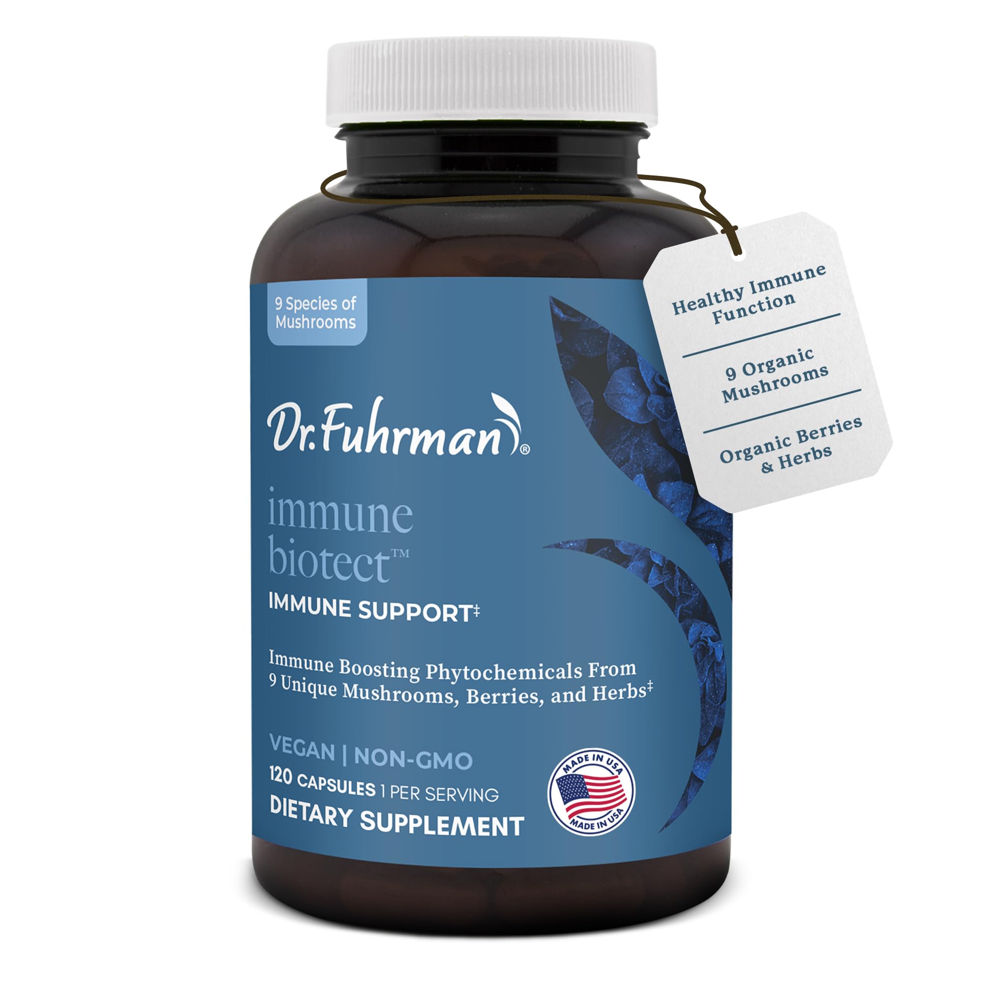 Dr. Fuhrman All Natural Immune Support Supplement | Whole-Food Derived Vitamin for Immunity Defense | Organic Mushrooms, & Berries | Organic Lion’s Mane, Maitake, Reishi, and Elderberry | 120 Caps Dr. Fuhrman uk supplements