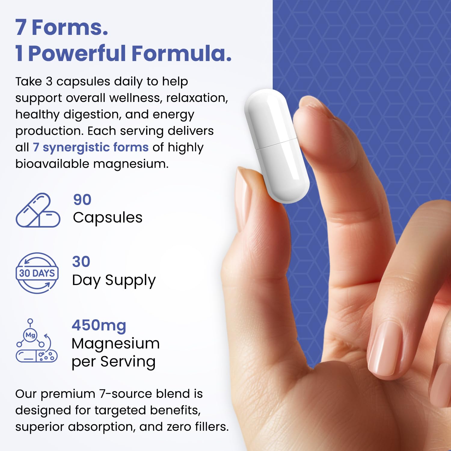 Magnesium Complex for Sleep, Relaxation, Digestion & Calm – Magnesium Glycinate, Citrate, Bisglycinate, Carbonate, Malate, Orotate, Taurate, + Humic/Fulvic for High Absorption - 90 ct. VITAMIZED uk supplements