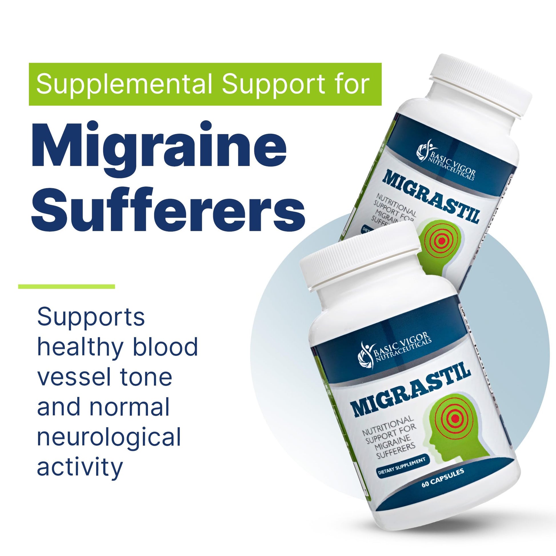 Basic Vigor Migrastil Migraine Support Capsules. Feverfew, Magnesium, Taurine & Vitamin B1 for Migraines Natural Supplement. Made in The USA. Vegan and Gluten Free. Basic Vigor uk supplements
