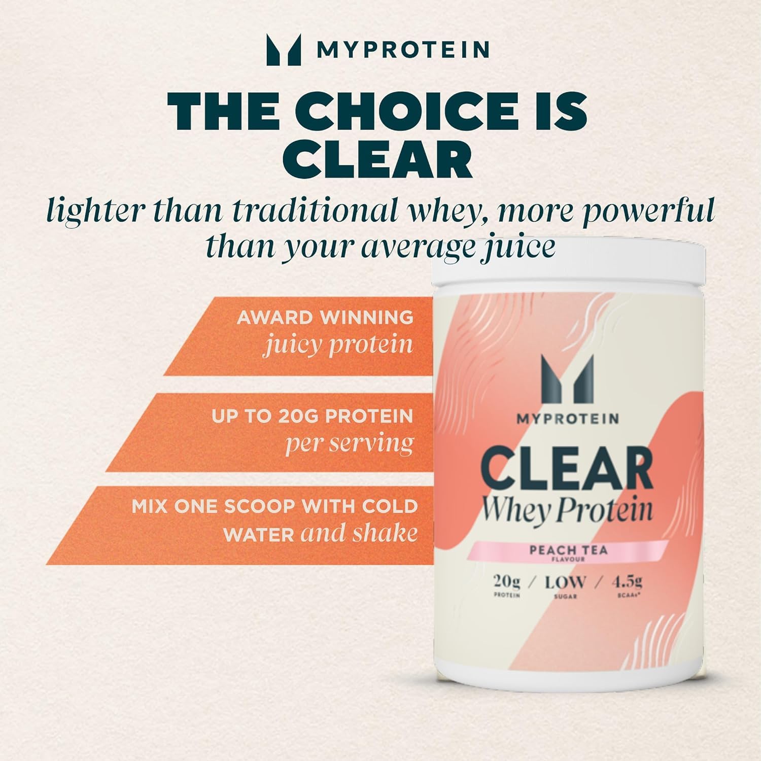 Myprotein Clear Whey Isolate Protein Powder - Peach Tea - 488g - 20 Servings Myprotein uk supplements
