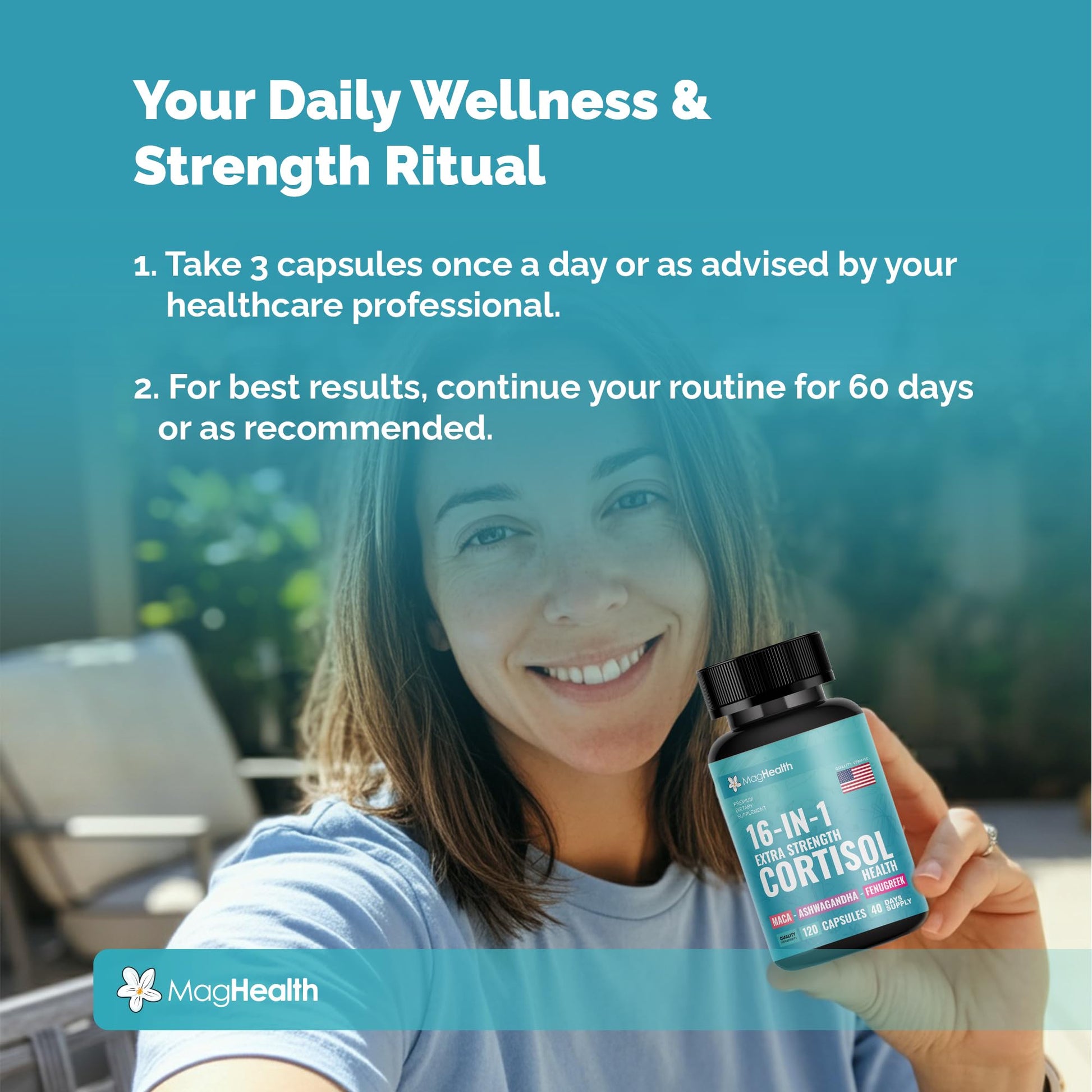 Cortisol Complex 16-in-1 Supplement for Women & Men | Stress Support Manager with Organic Ashwagandha, Maca Root, Rhodiola Rosea & Shilajit | Adaptogen Blend for Balance & Energy | 120 Capsules MagHealth uk supplements