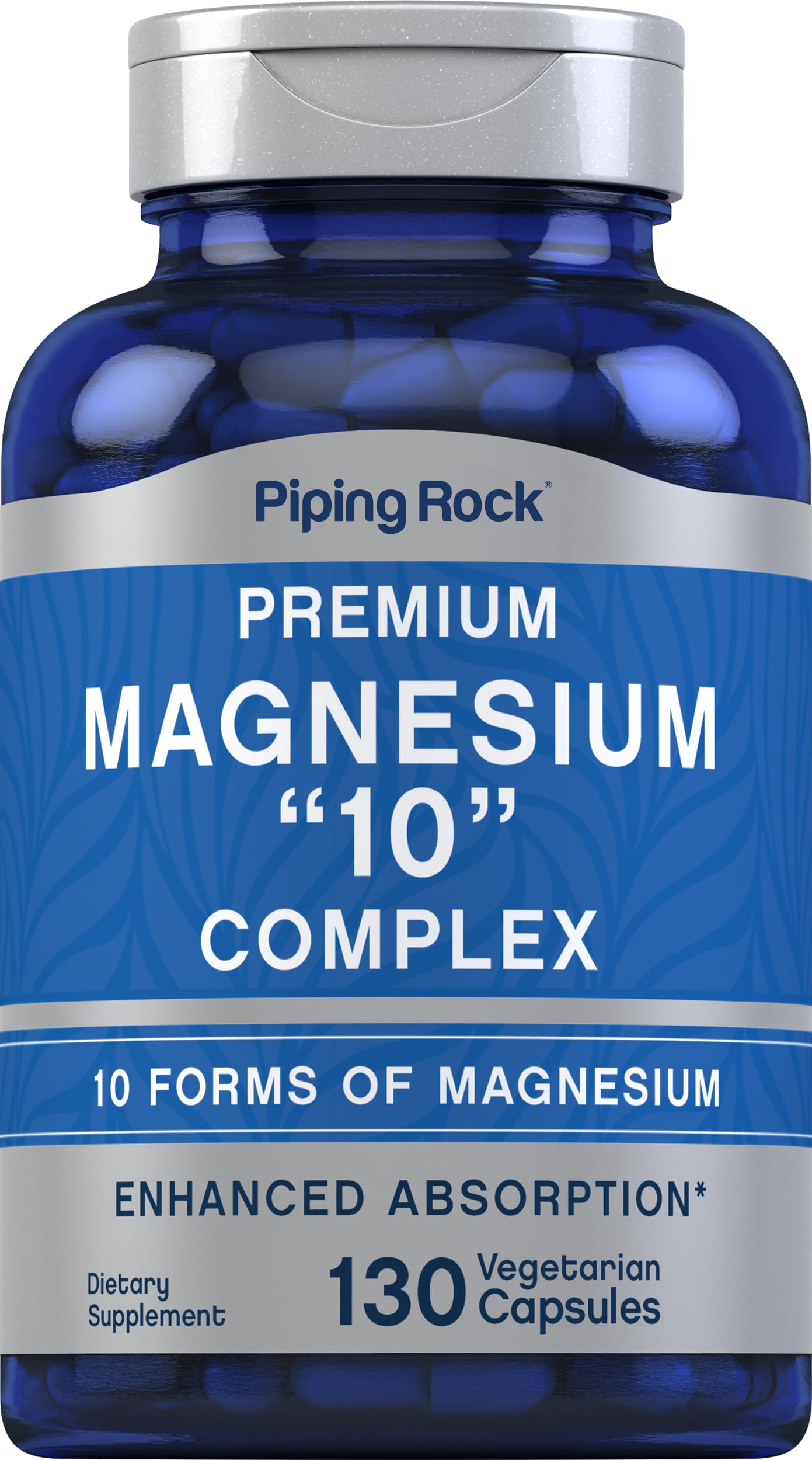 Piping Rock Magnesium 10 in One Complex | 130 Capsules | Supplement for Men and Women | Vegetarian, Non-GMO, Gluten Free Piping Rock uk supplements