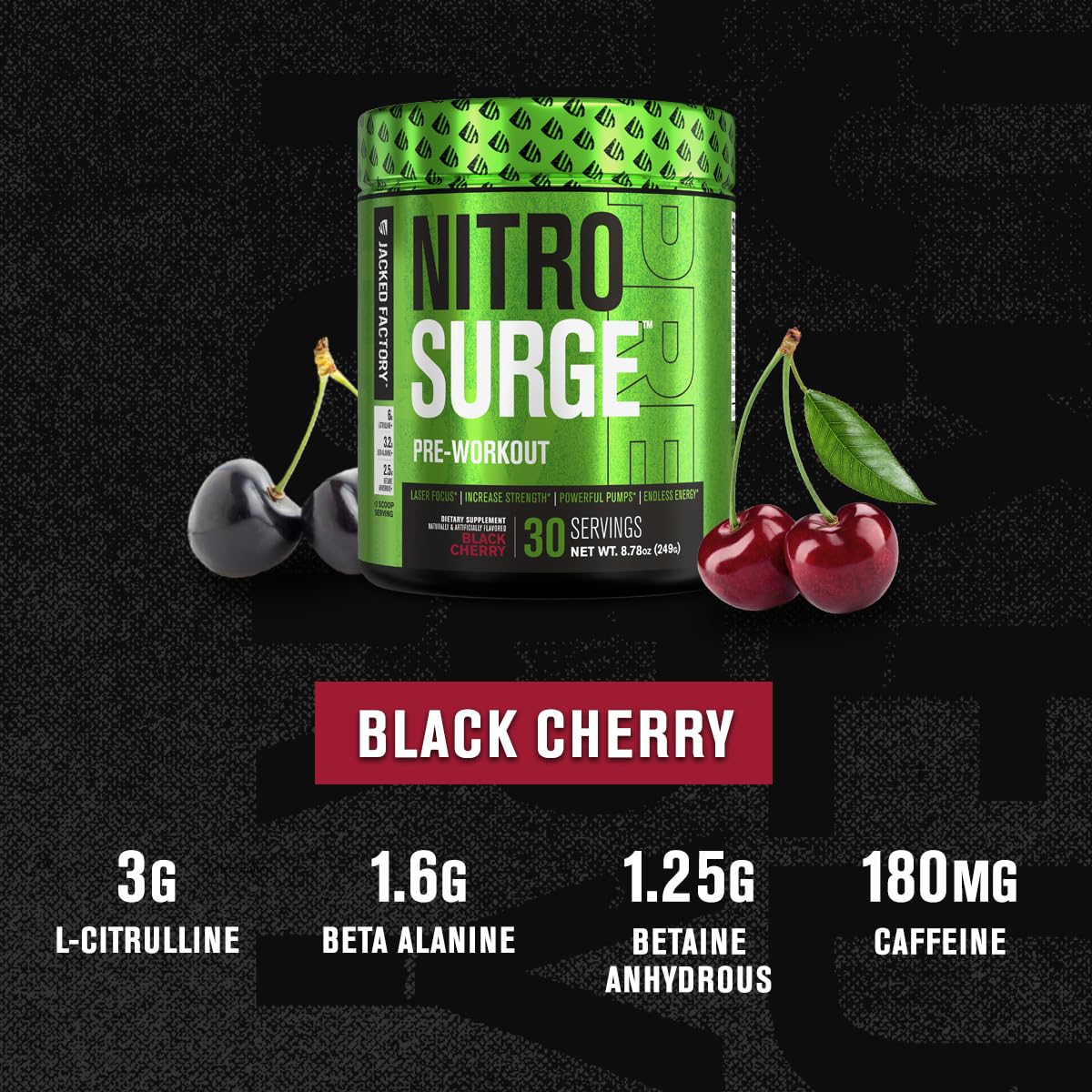 NITROSURGE Pre Workout Supplement - Endless Energy, Instant Strength Gains Jacked Factory uk supplements
