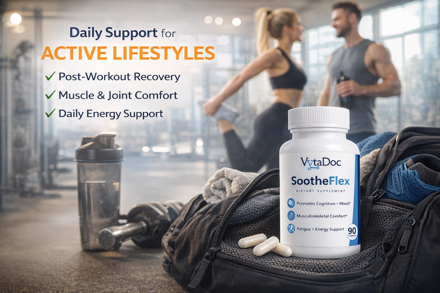 VytaDoc SootheFlex Joint, Energy & Mood Support for Women | Turmeric 900mg, Ferrochel® Iron, Magnesium Malate, Vitamin D3, Ginger, Selenium | 90 Capsules | Gentle Iron — Easy on Digestion VytaDoc uk supplements