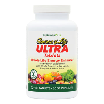 NaturesPlus Ultra Source of Life with Lutein - 180 Tablets - Multivitamin Supplement with Whole Foods - Supports Natural Energy & Overall Well-Being - Gluten Free, Vegetarian - 60 Servings NaturesPlus uk supplements