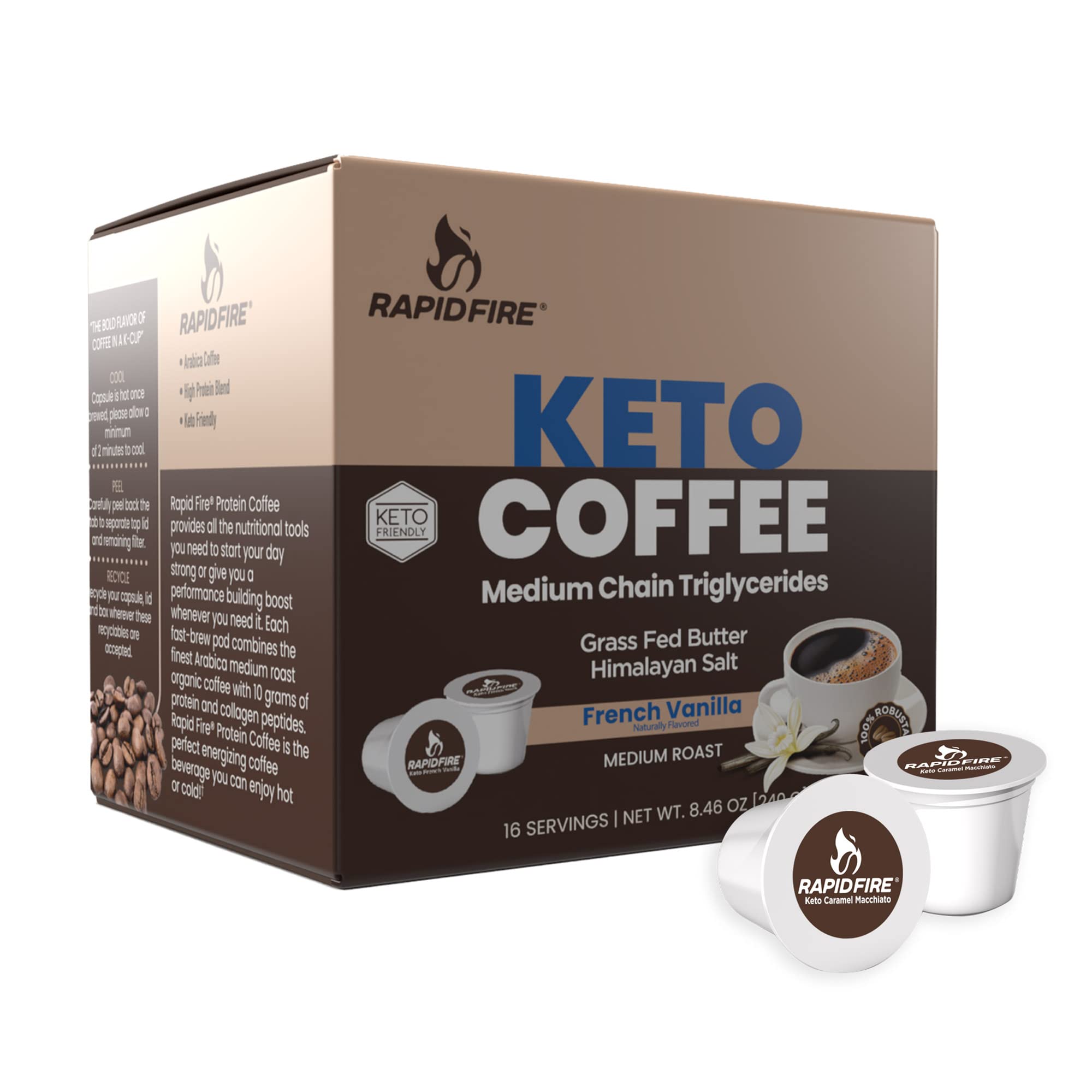 Rapidfire French Vanilla Ketogenic High Performance Keto Coffee Pods, Supports Energy Rapid Fire uk supplements