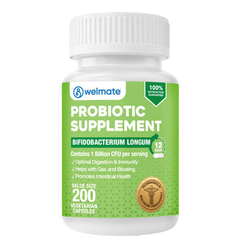 WELMATE Bifidobacterium - Probiotic Supplement - Supports Gut Health - Immune Support - Digestive Enzymes - Gluten Free - Vegan - Men & Womens Probiotic - Value Size - 200 Count WELMATE uk supplements