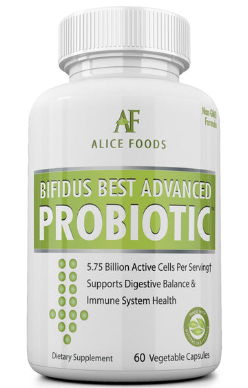 Fast Natural Bloating Relief - Bifidus Best Advanced Probiotic 60 Day + Kombucha Guide - Premium Probiotics for Men and Women - for Intestinal Problems, Bloating, Diarrhea, Gas, Bladder, UTI Alice Foods uk supplements