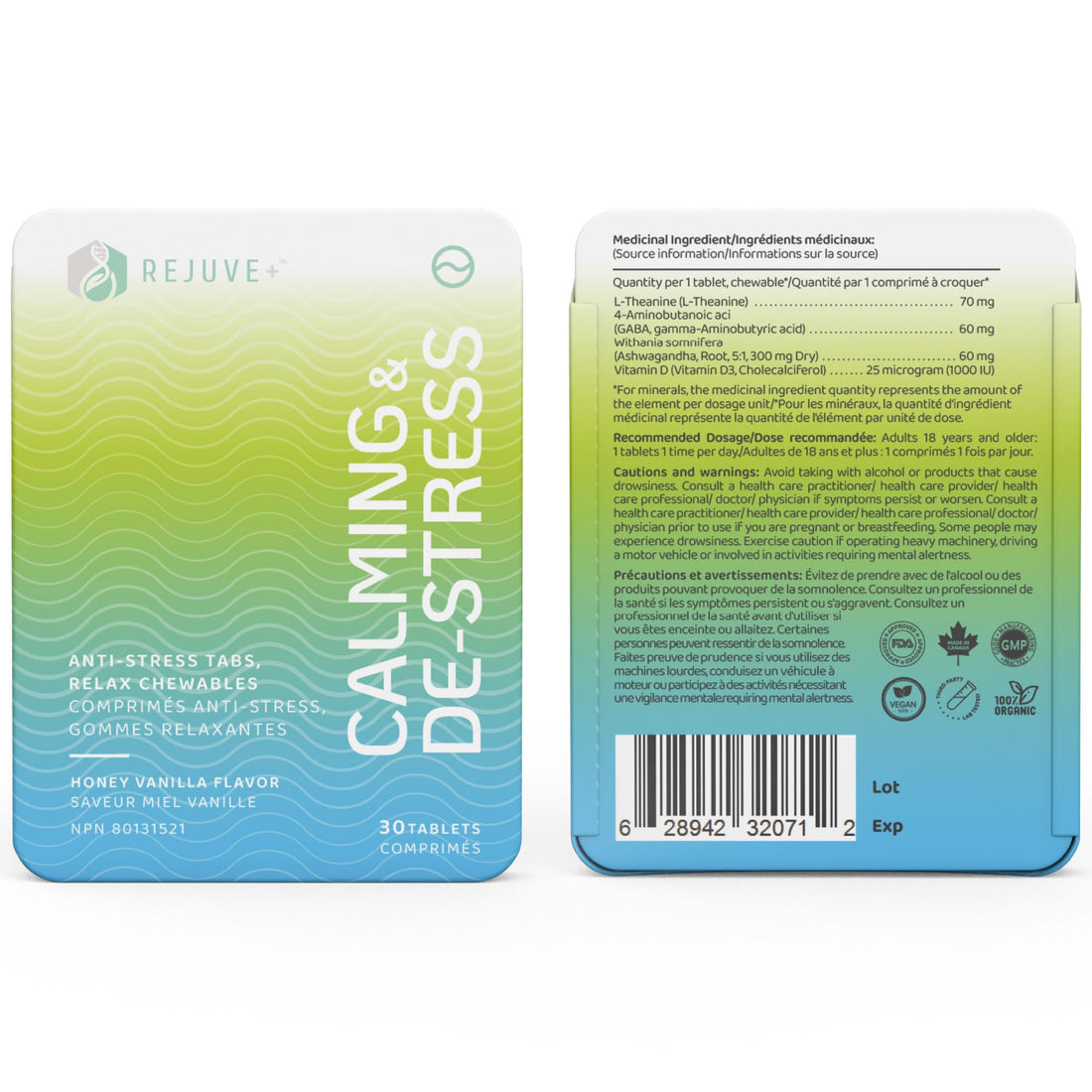 REJUVE+ Calm & Destress Nootropic Supplement – Brain Boost | L-Theanine, GABA, Ashwagandha, Vitamin D | Natural Stress Relief & Relaxation | Sleep Enhancer | Mood Enhancer | Honey Vanilla Flavor (1) REJUVE+ uk supplements